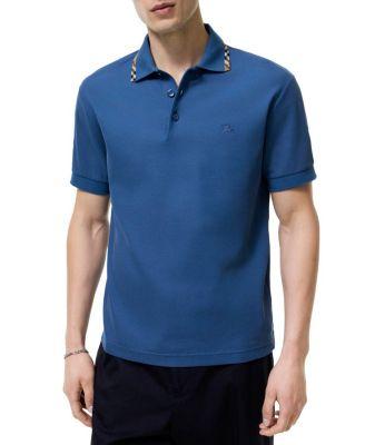 Check Trim Cotton Polo Shirt by BURBERRY