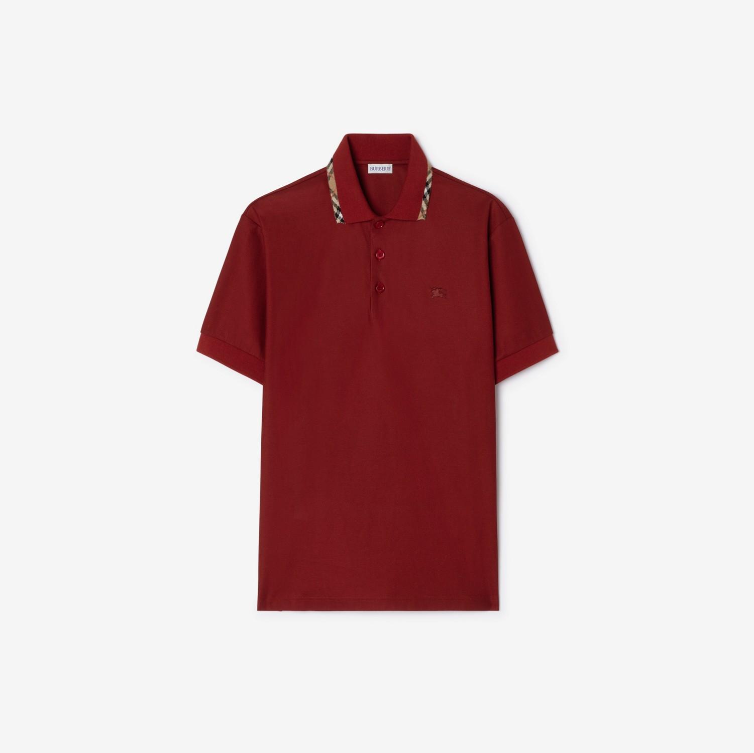 Check Trim Cotton Polo Shirt by BURBERRY