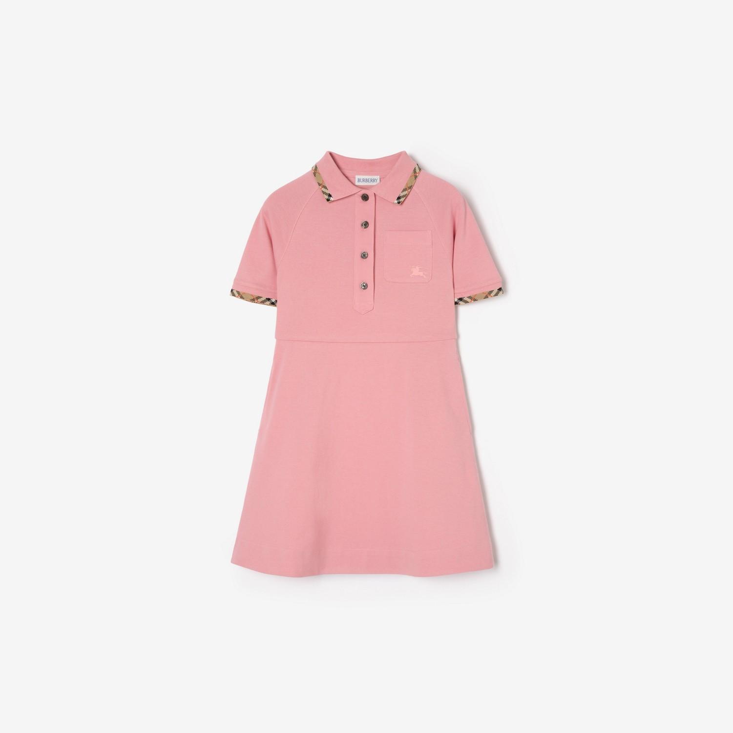 Check Trim Cotton Polo Shirt Dress by BURBERRY