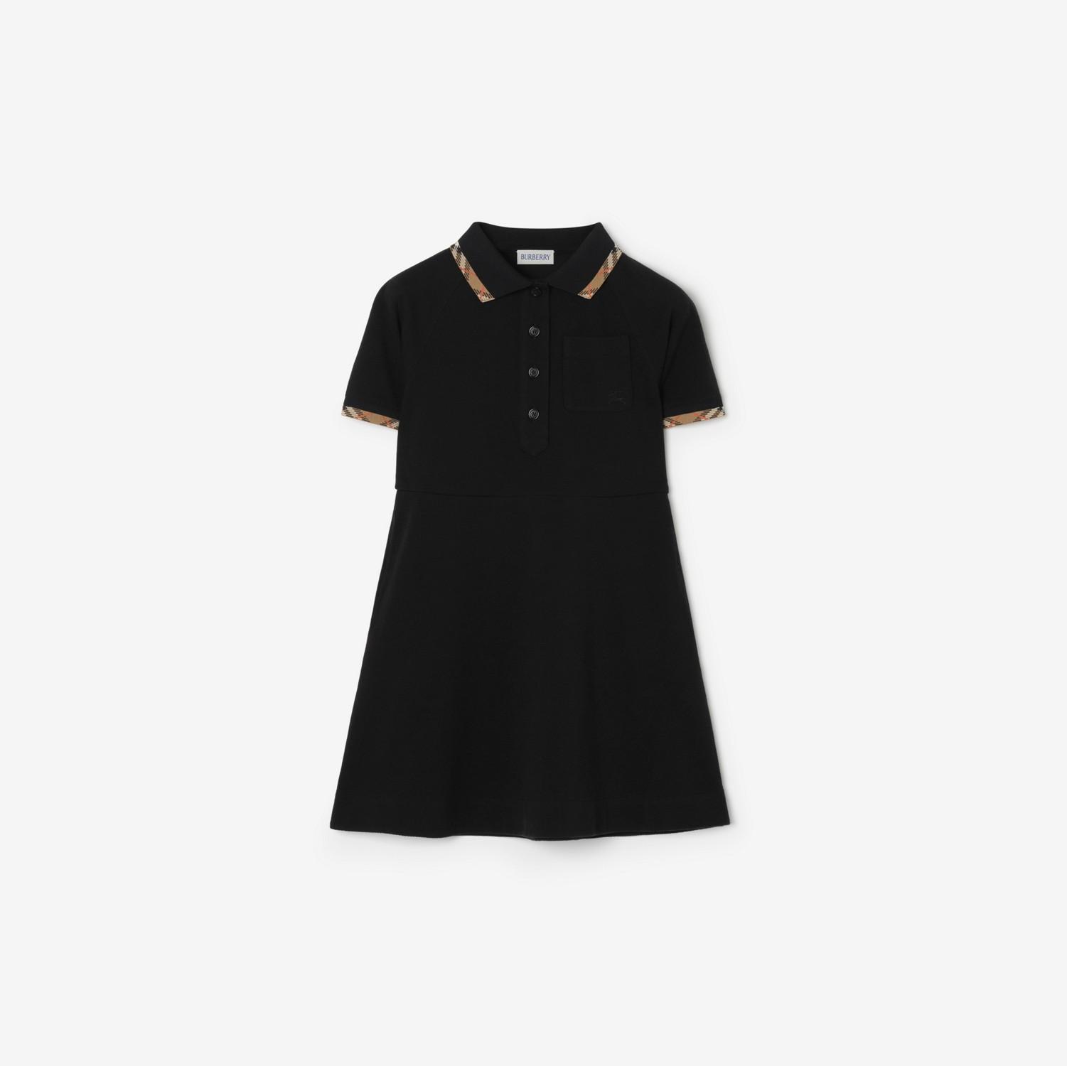 Check Trim Cotton Polo Shirt Dress by BURBERRY