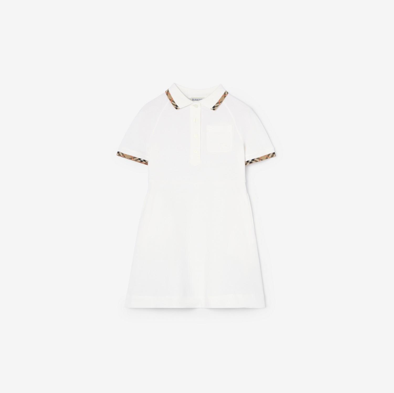 Check Trim Cotton Polo Shirt Dress by BURBERRY