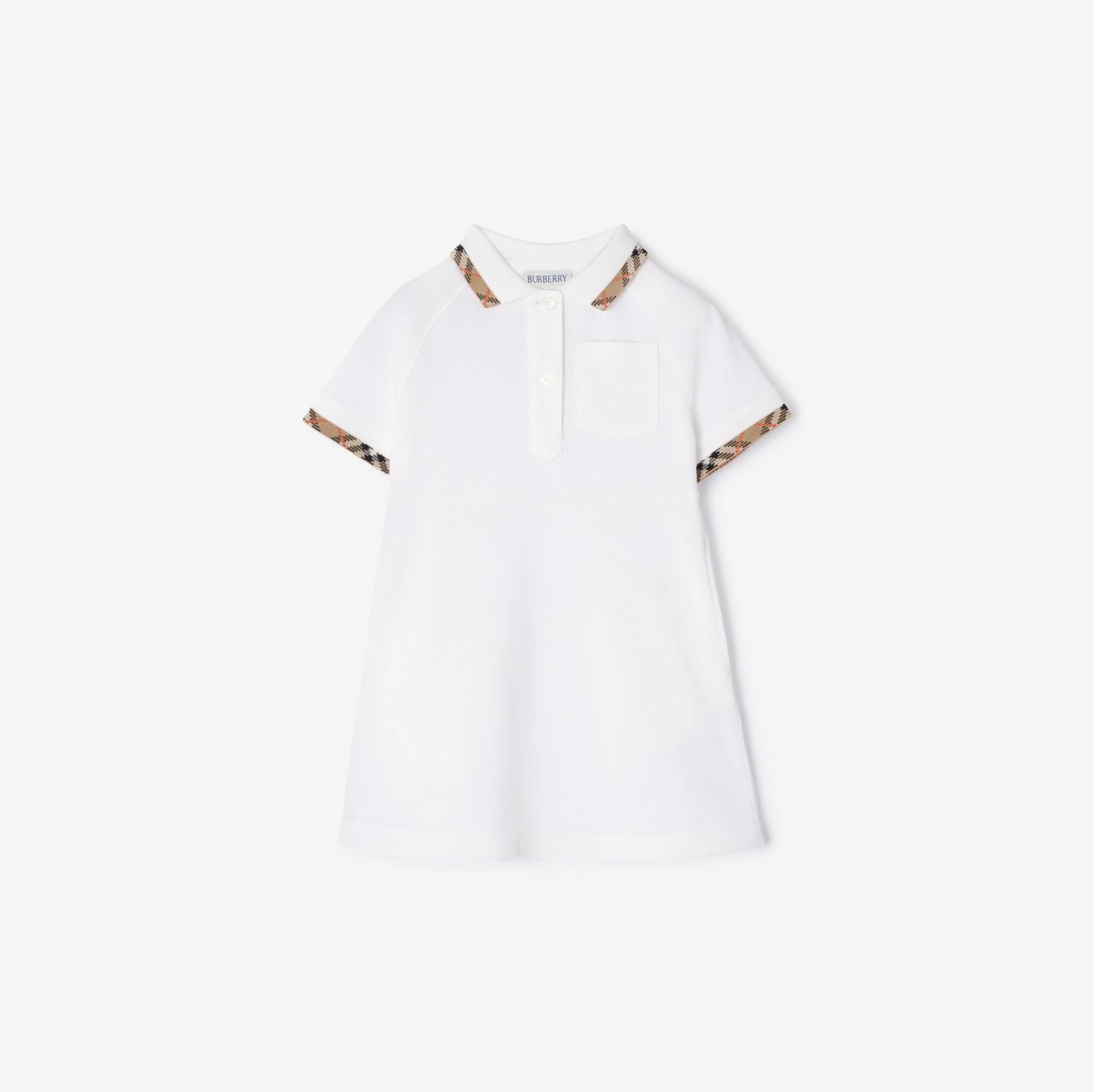 Check Trim Cotton Polo Shirt Dress by BURBERRY