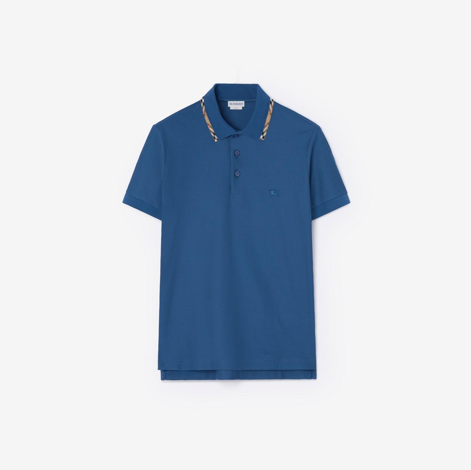 Check Trim Cotton Polo Shirt by BURBERRY