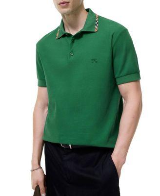 Check Trim Cotton Polo Shirt by BURBERRY