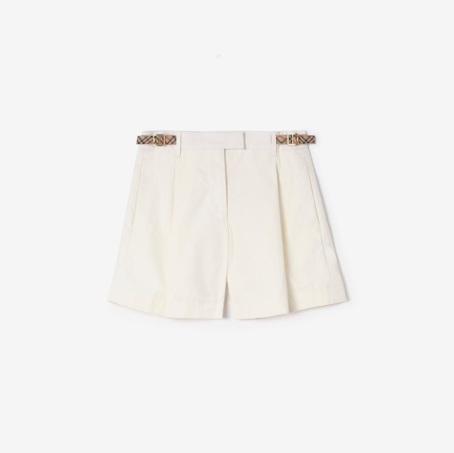 Check Trim Cotton Poplin Shorts by BURBERRY