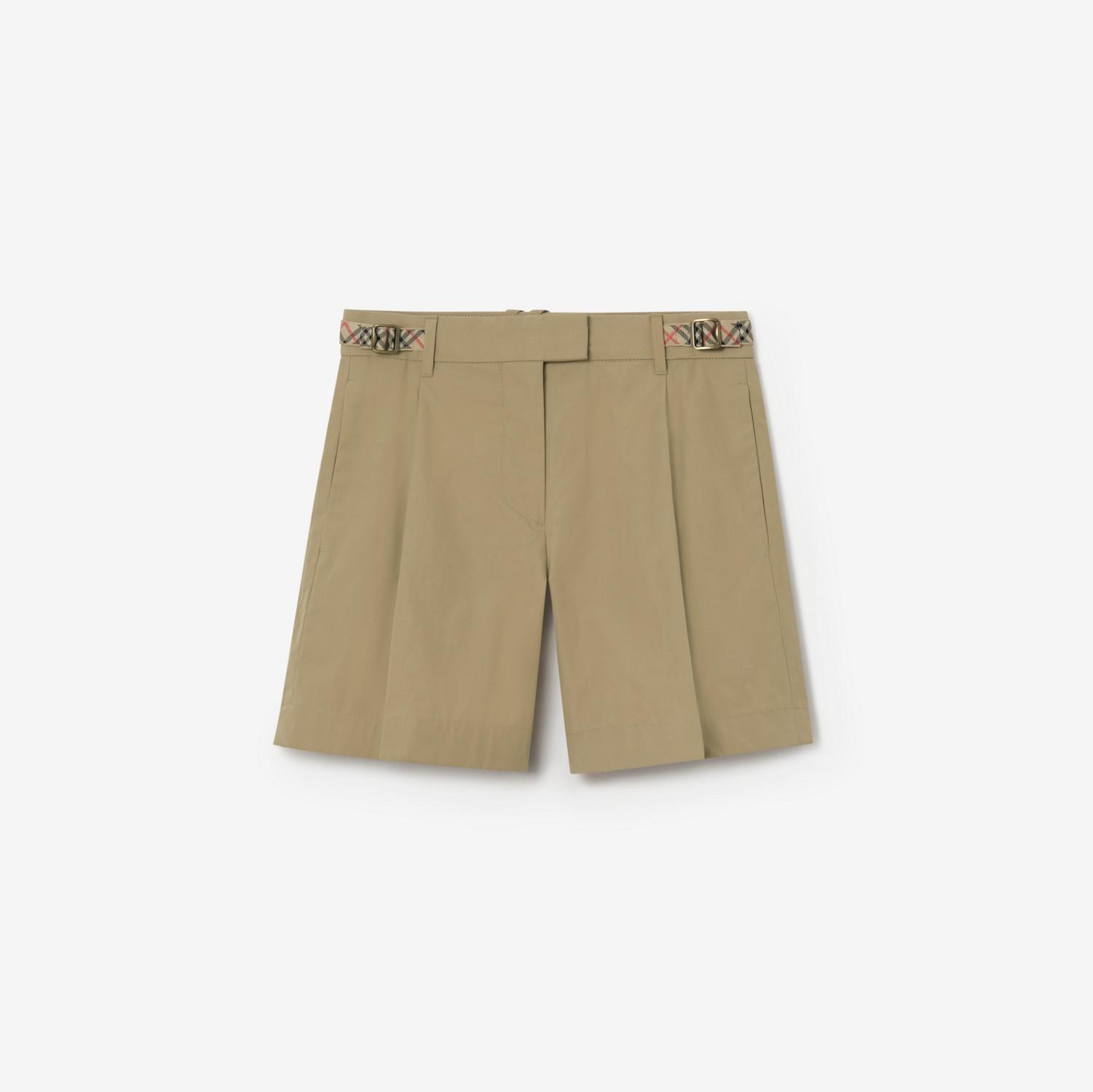 Check Trim Cotton Poplin Shorts by BURBERRY