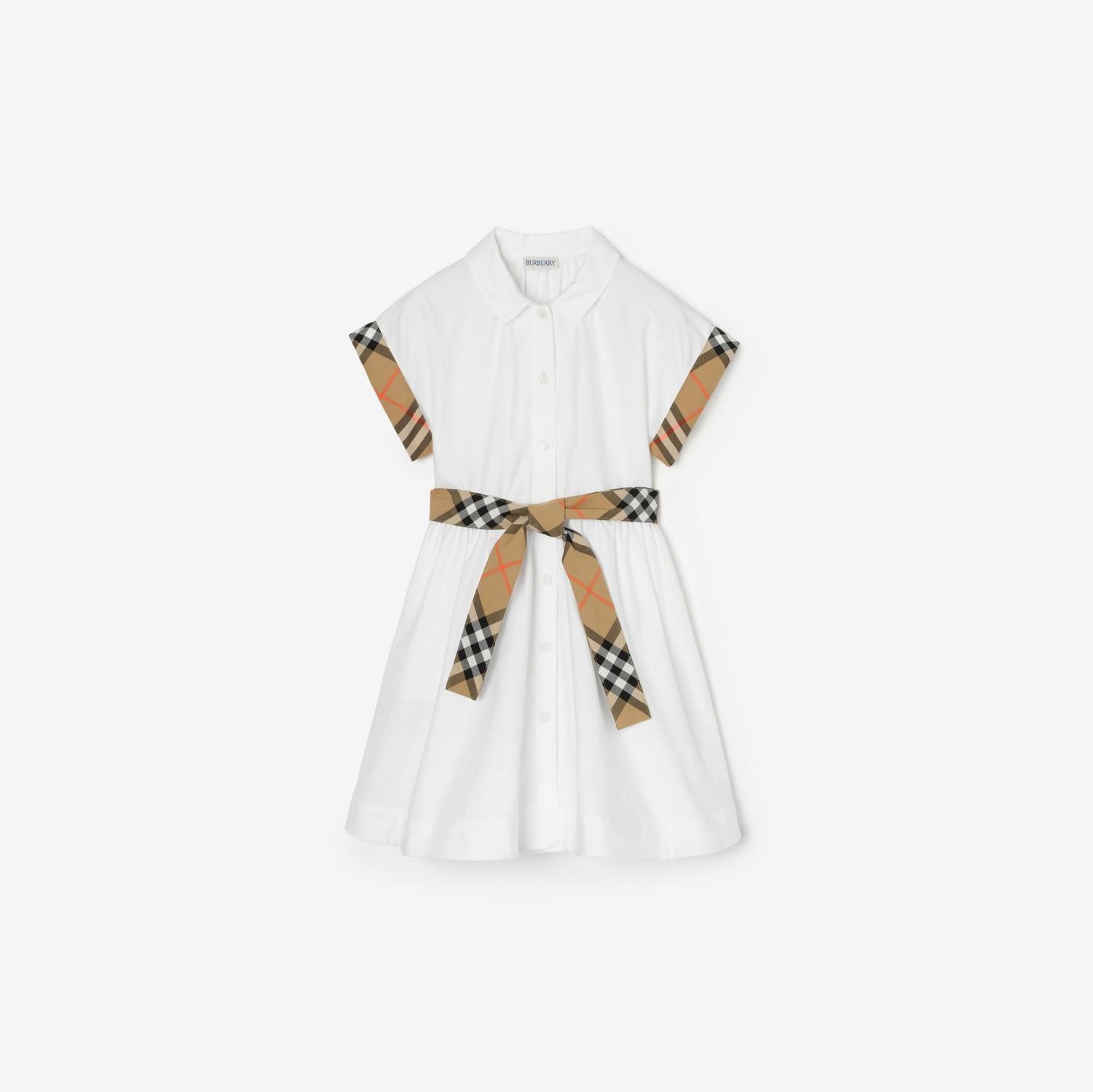 Check Trim Cotton Shirt Dress by BURBERRY