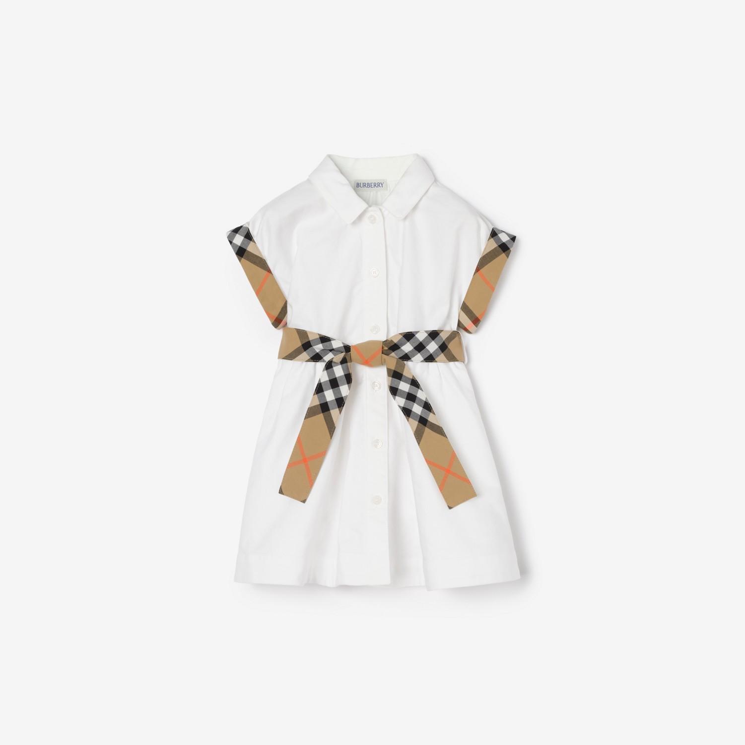 Check Trim Cotton Shirt Dress by BURBERRY