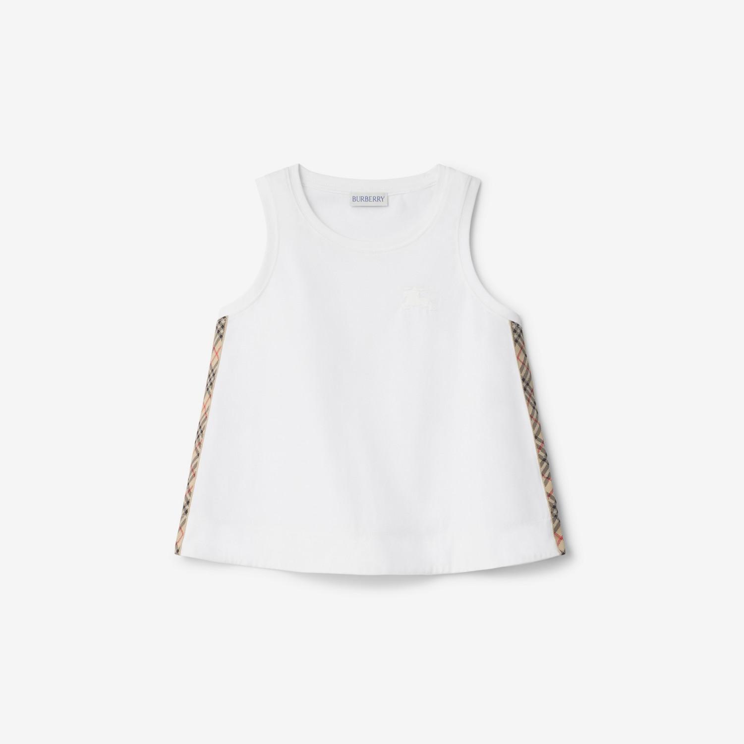 Check Trim Cotton Top by BURBERRY