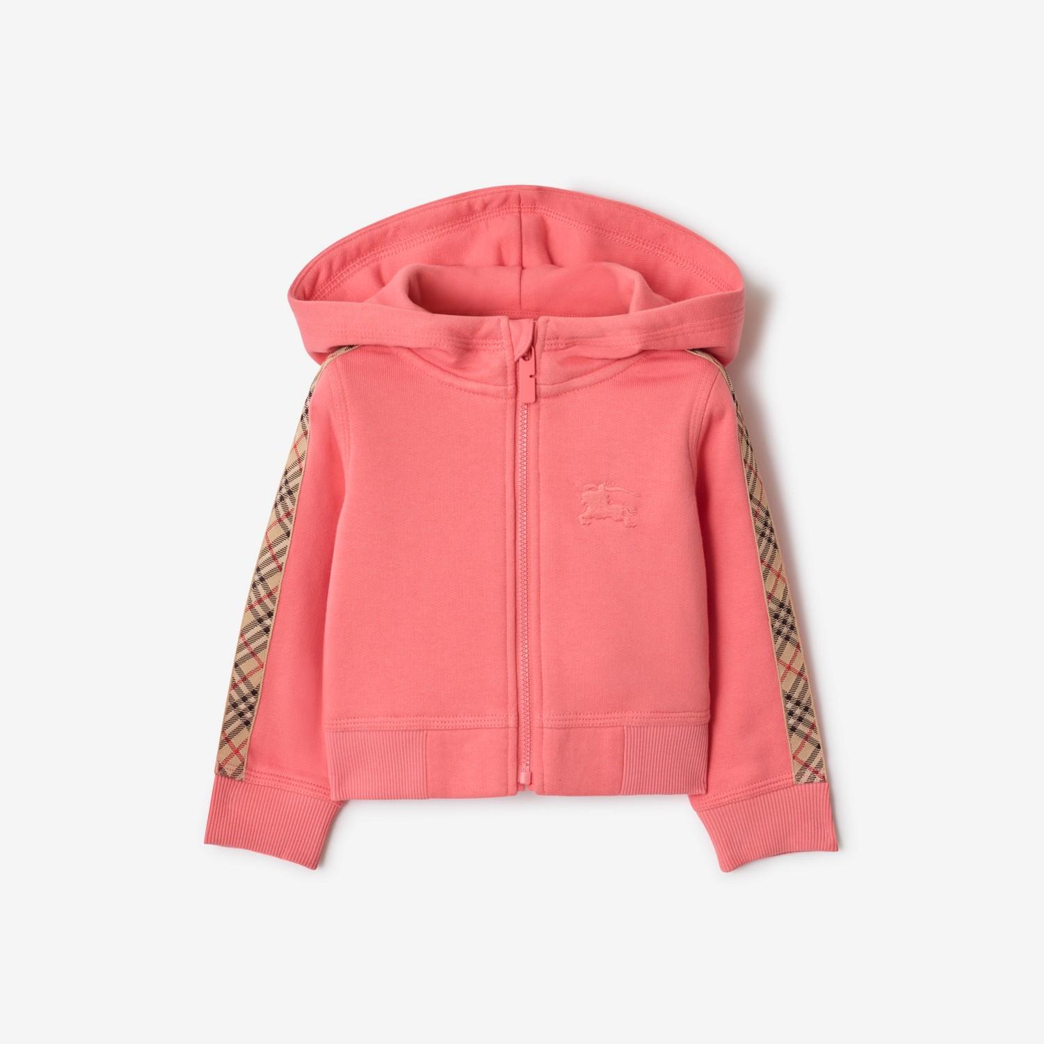 Check Trim Cotton Zip Hoodie by BURBERRY