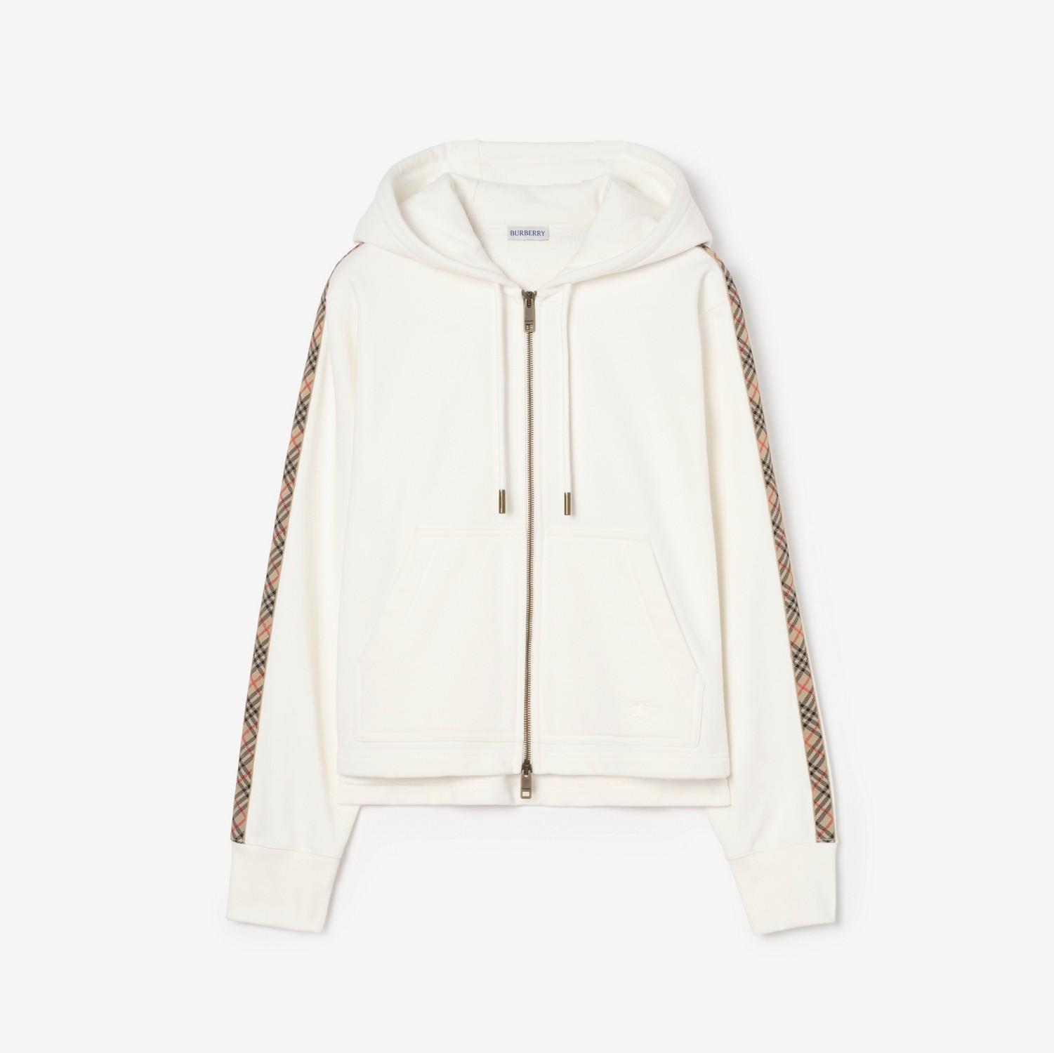 Check Trim Cotton Zip Hoodie by BURBERRY