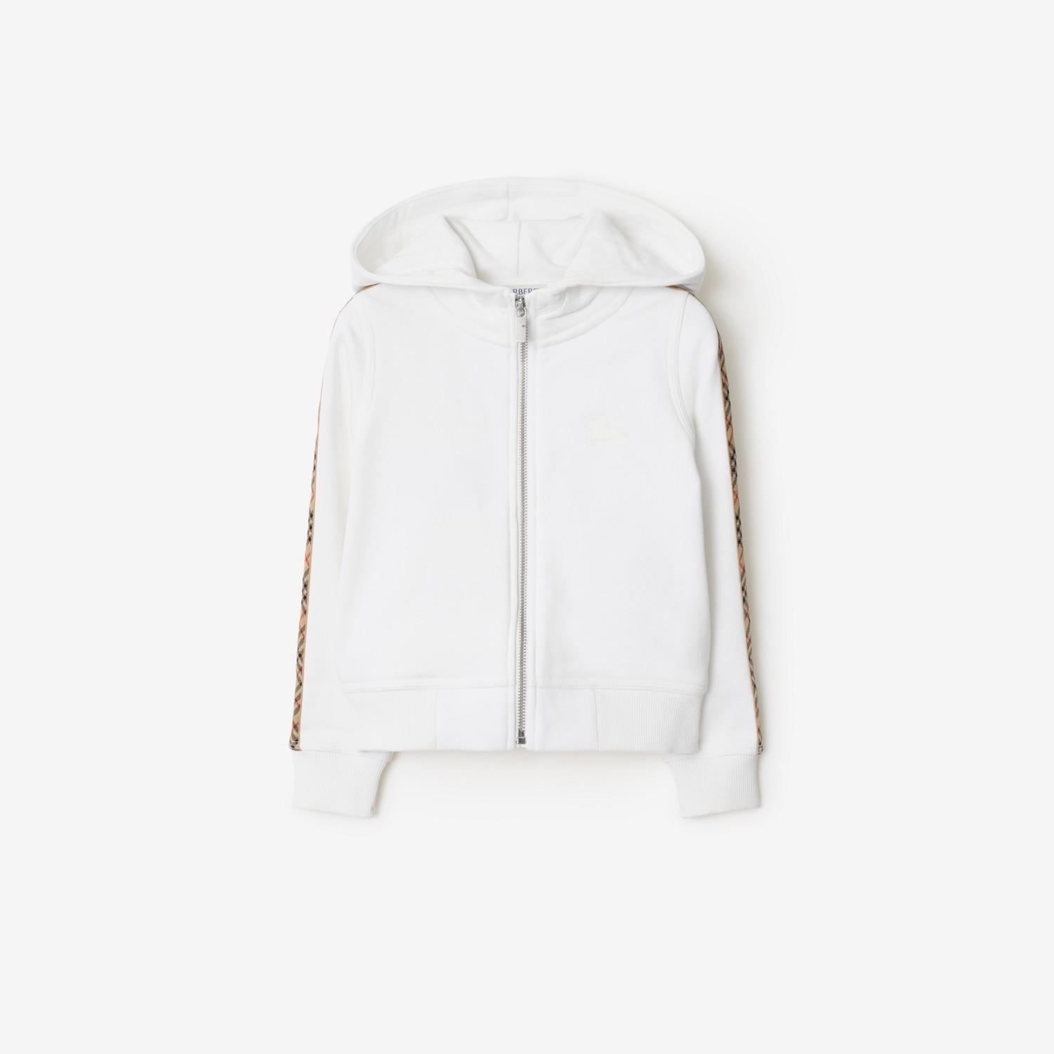 Check Trim Cotton Zip Hoodie by BURBERRY
