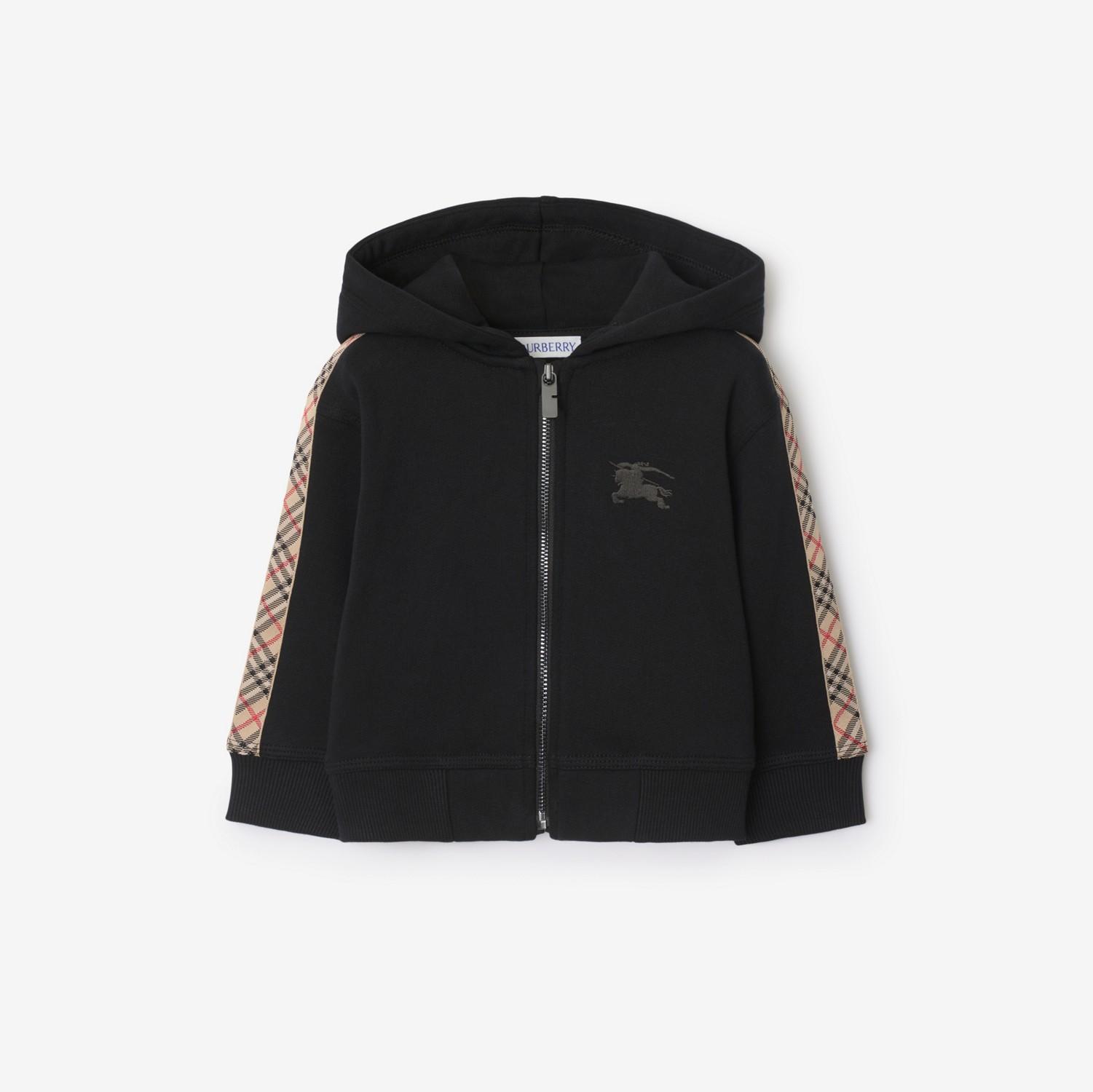 Check Trim Cotton Zip Hoodie by BURBERRY