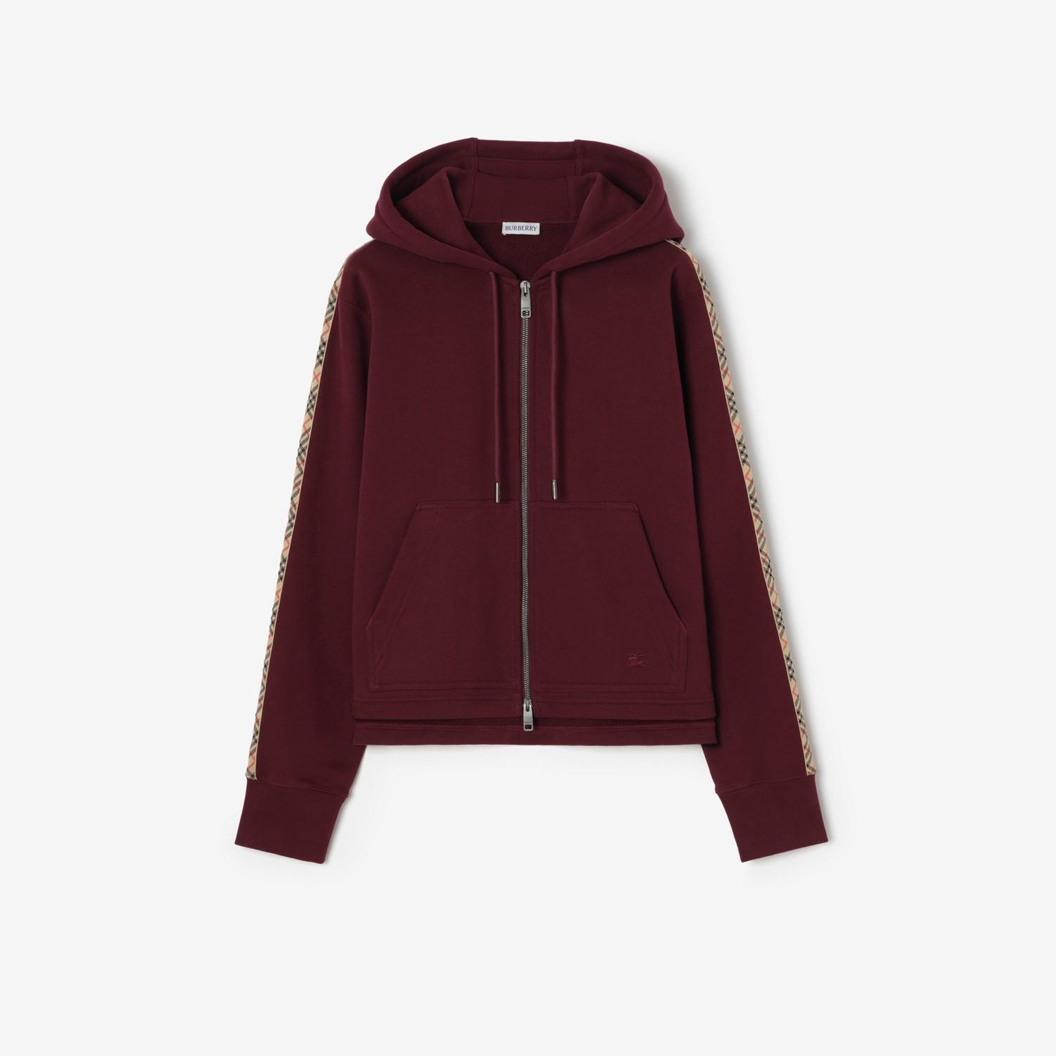 Check Trim Cotton Zip Hoodie by BURBERRY