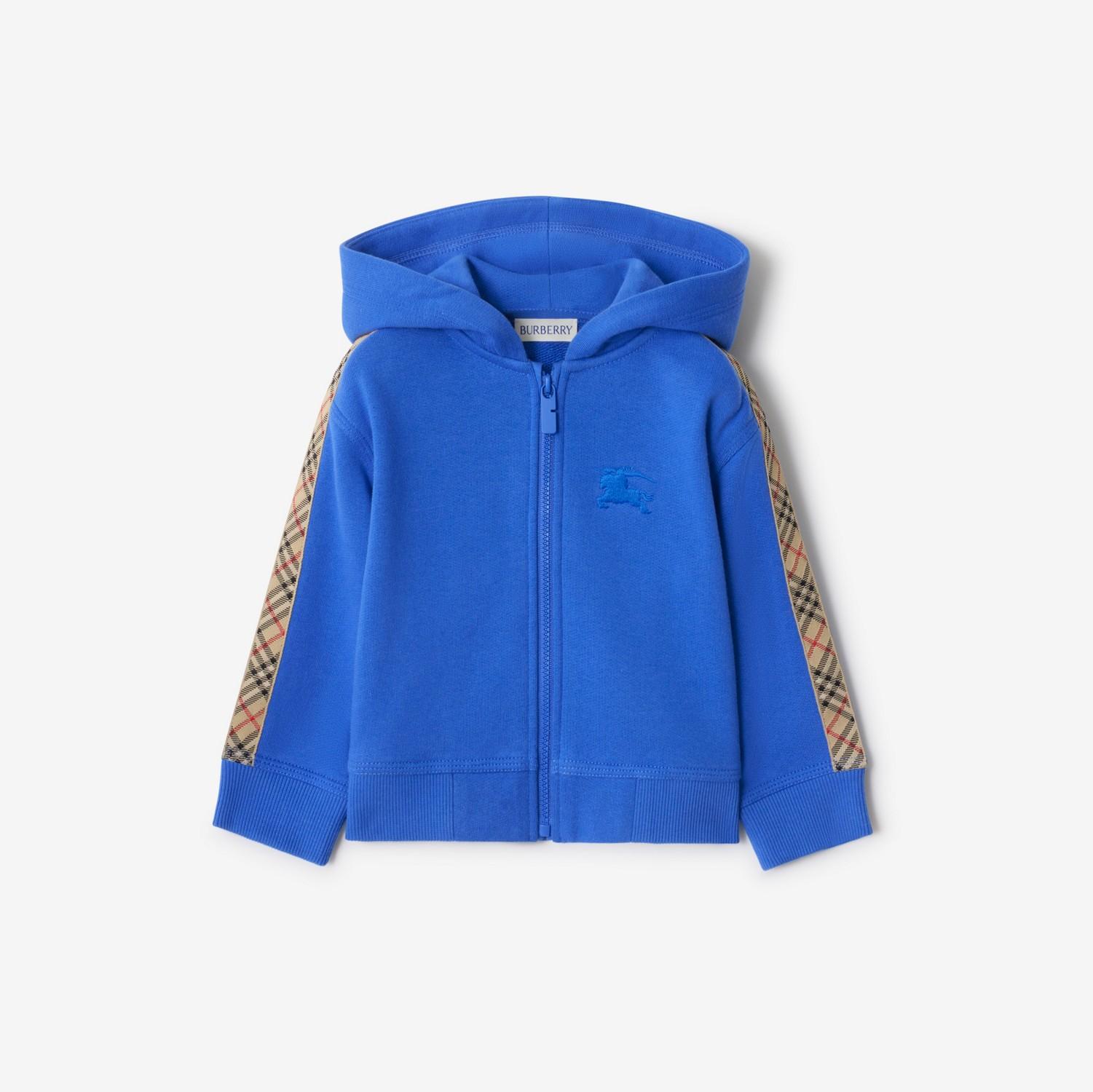 Check Trim Cotton Zip Hoodie by BURBERRY
