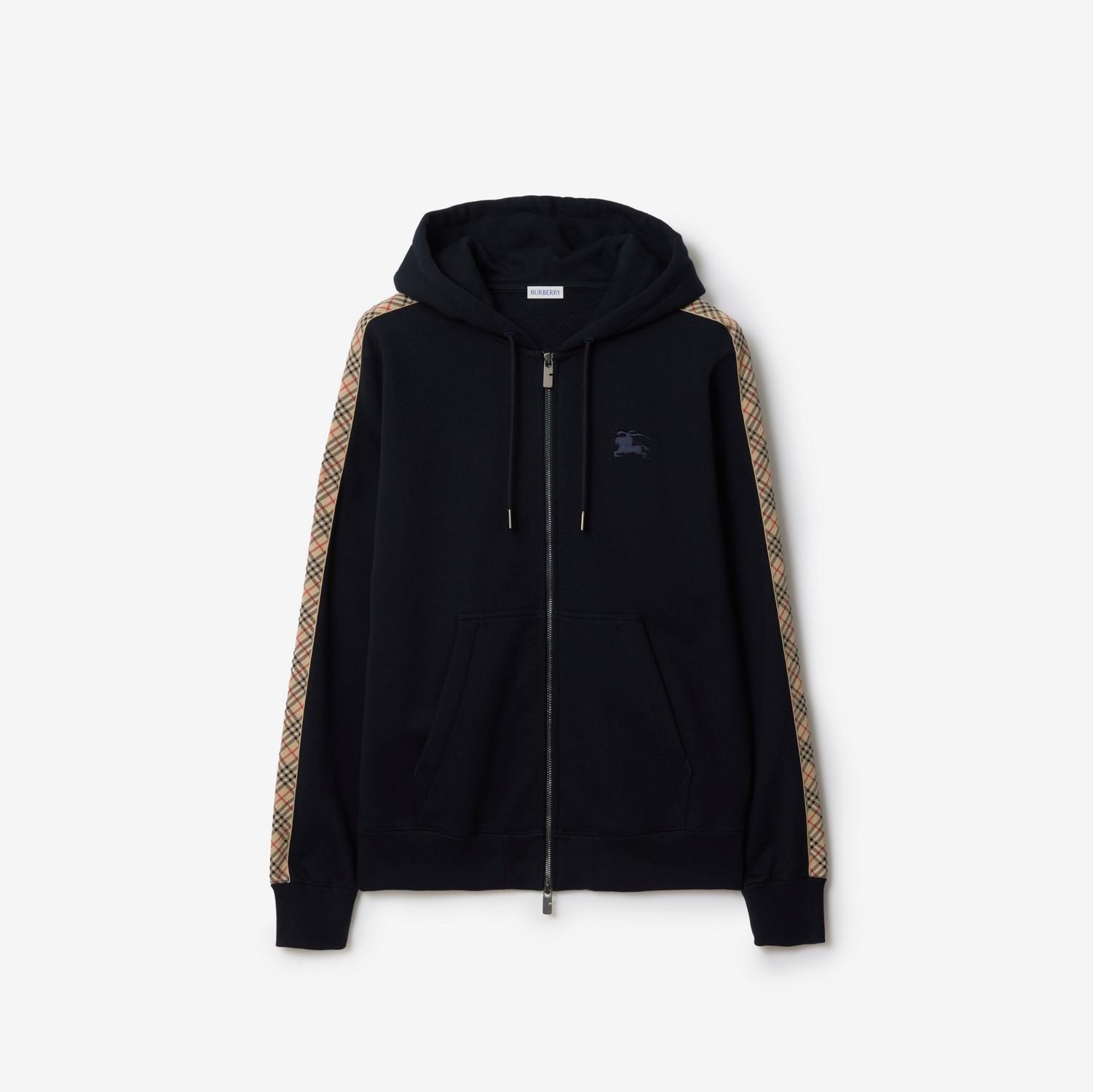 Check Trim Cotton Zip Hoodie by BURBERRY