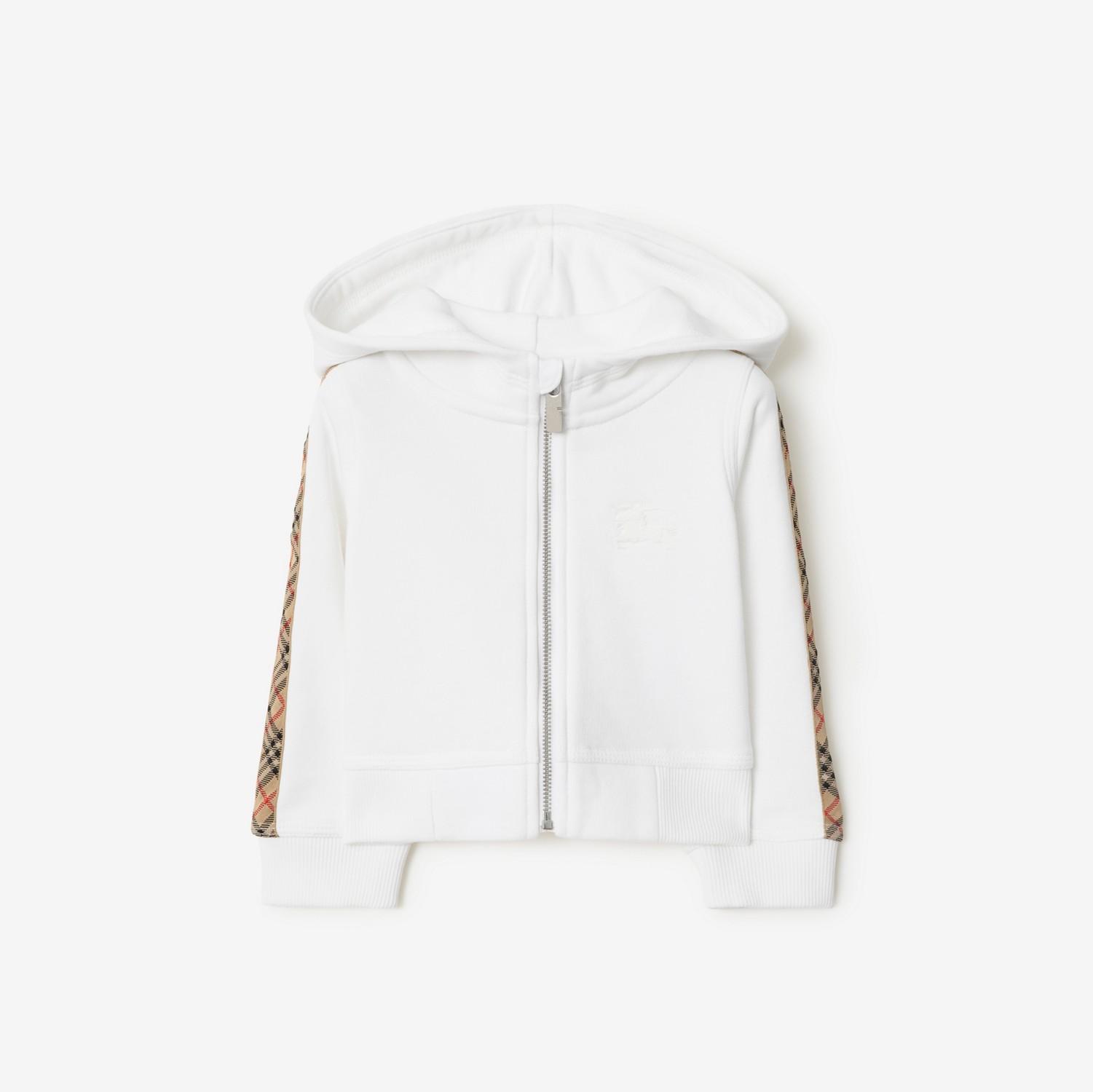 Check Trim Cotton Zip Hoodie by BURBERRY