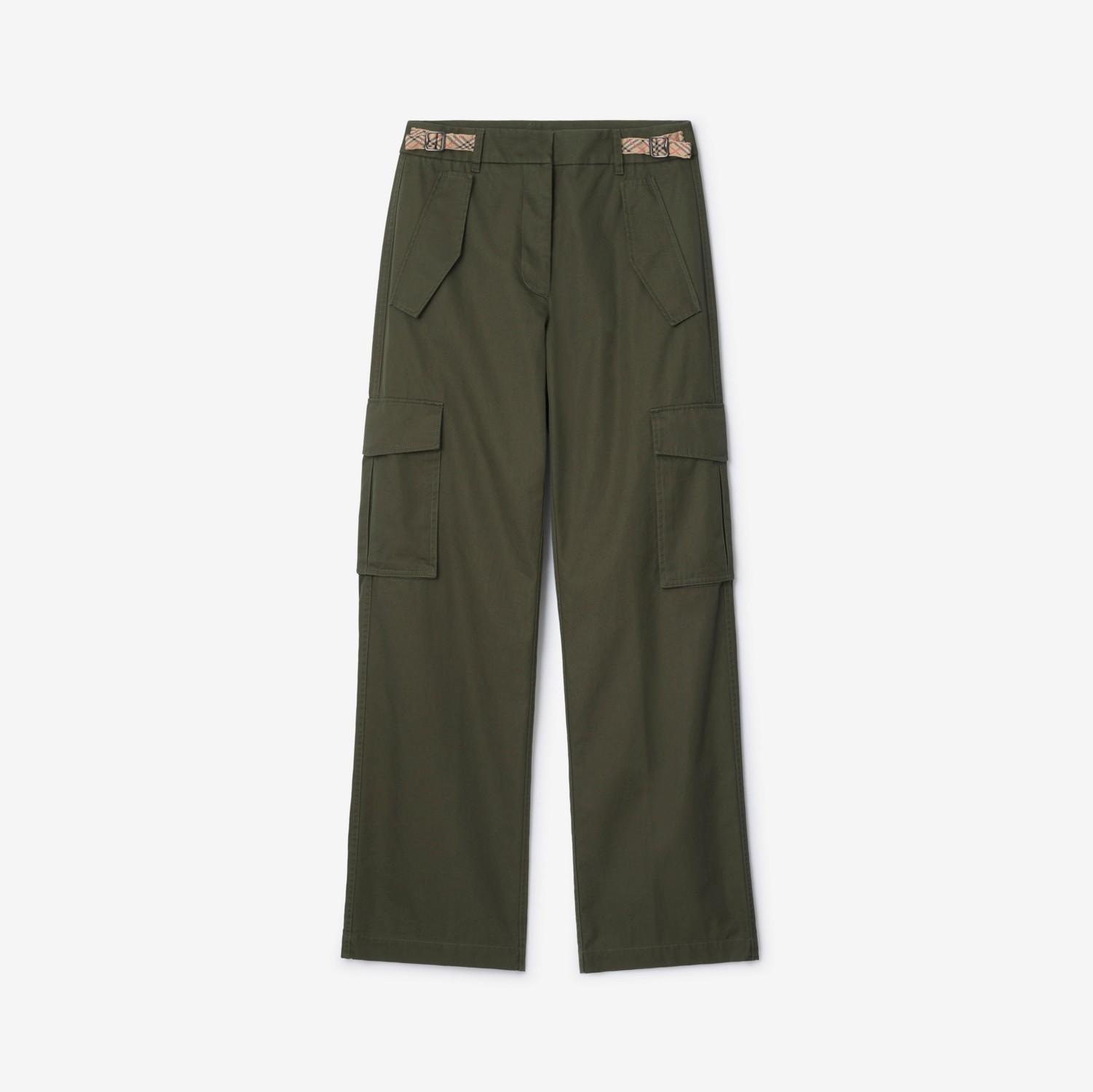 Check Trim Gabardine Cargo Trousers by BURBERRY