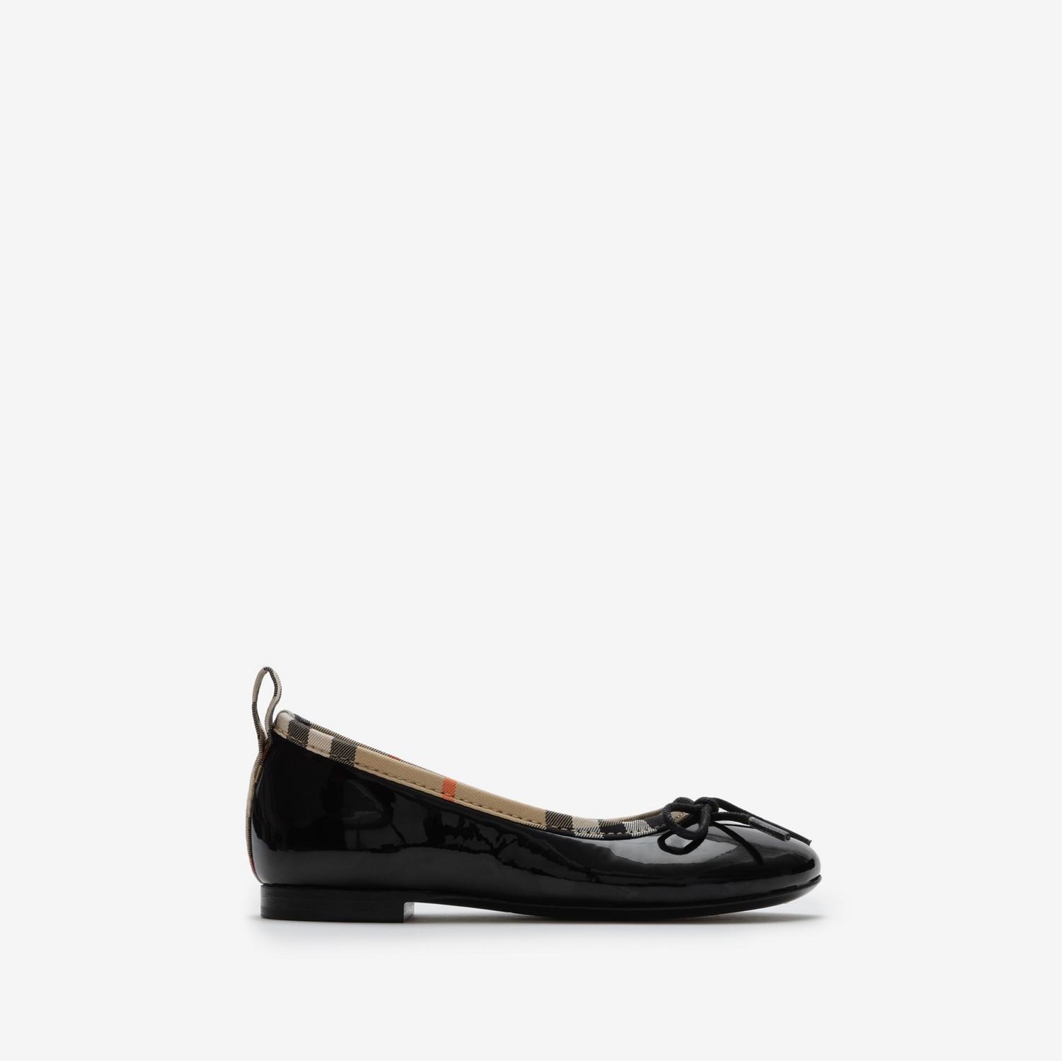 Check Trim Patent Ballerinas by BURBERRY