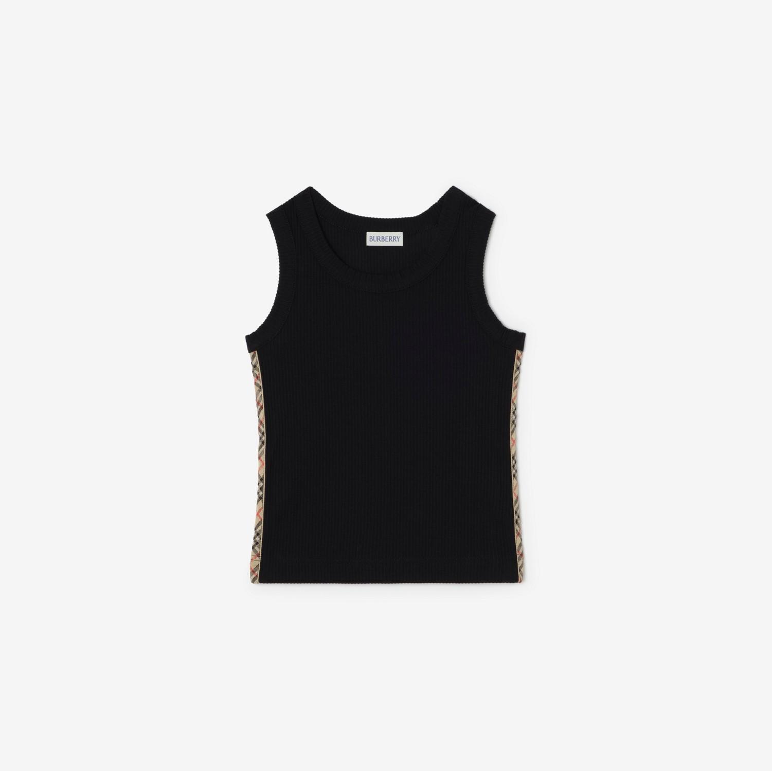 Check Trim Stretch Cotton Vest by BURBERRY