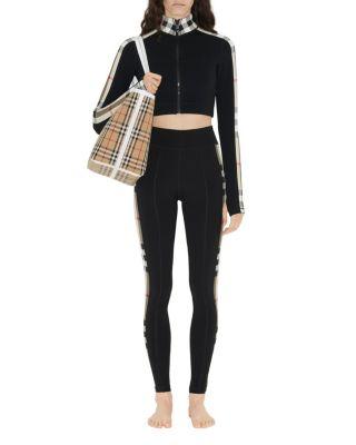 Check Trim Stretch Jersey Leggings by BURBERRY