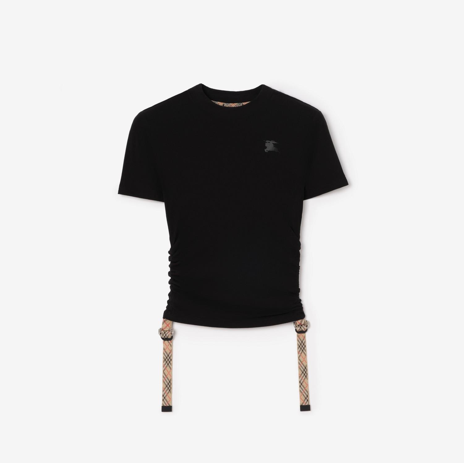 Check Trim Stretch Modal Cashmere T-shirt by BURBERRY