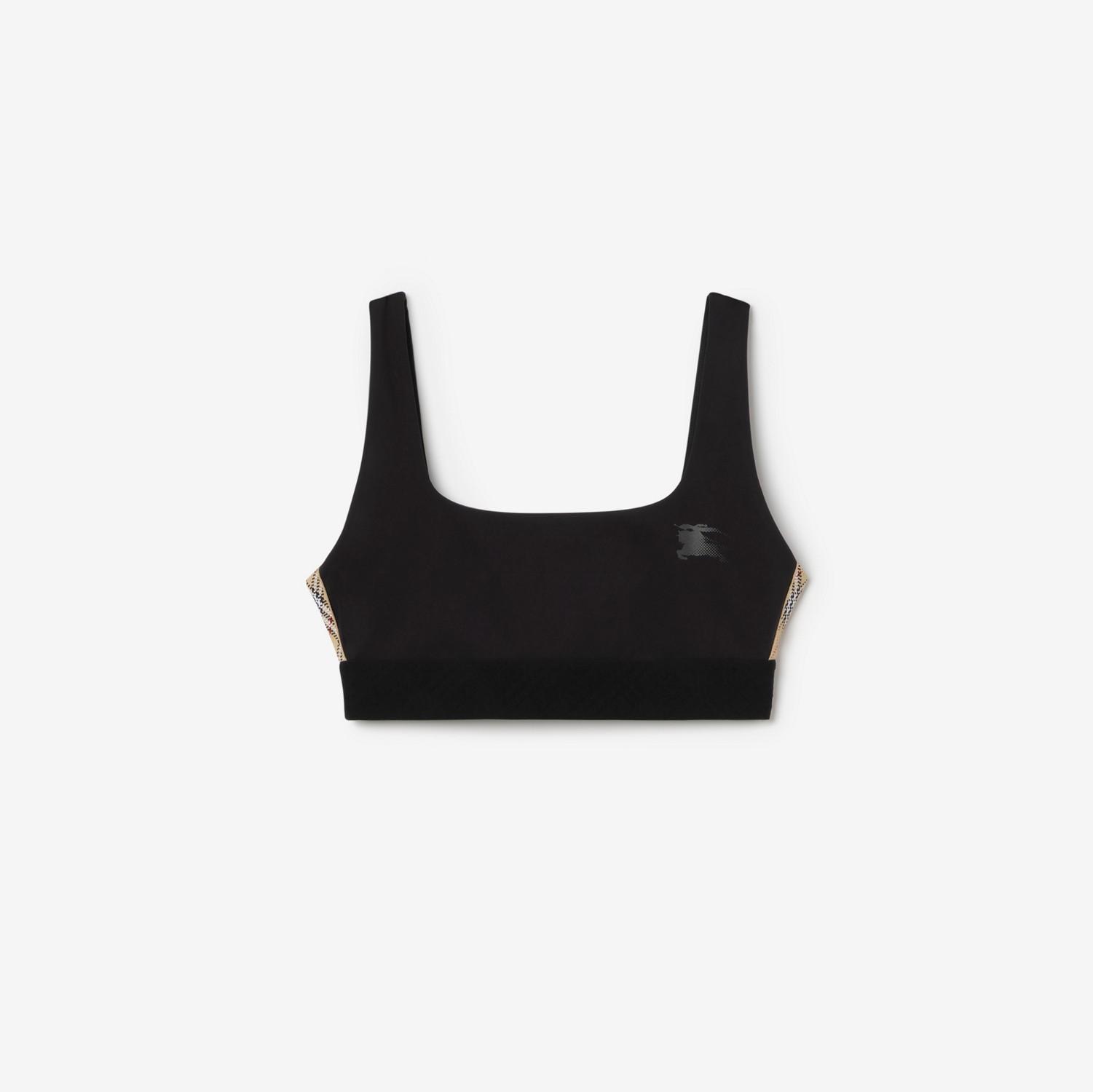 Check Trim Stretch Nylon Bra Top by BURBERRY