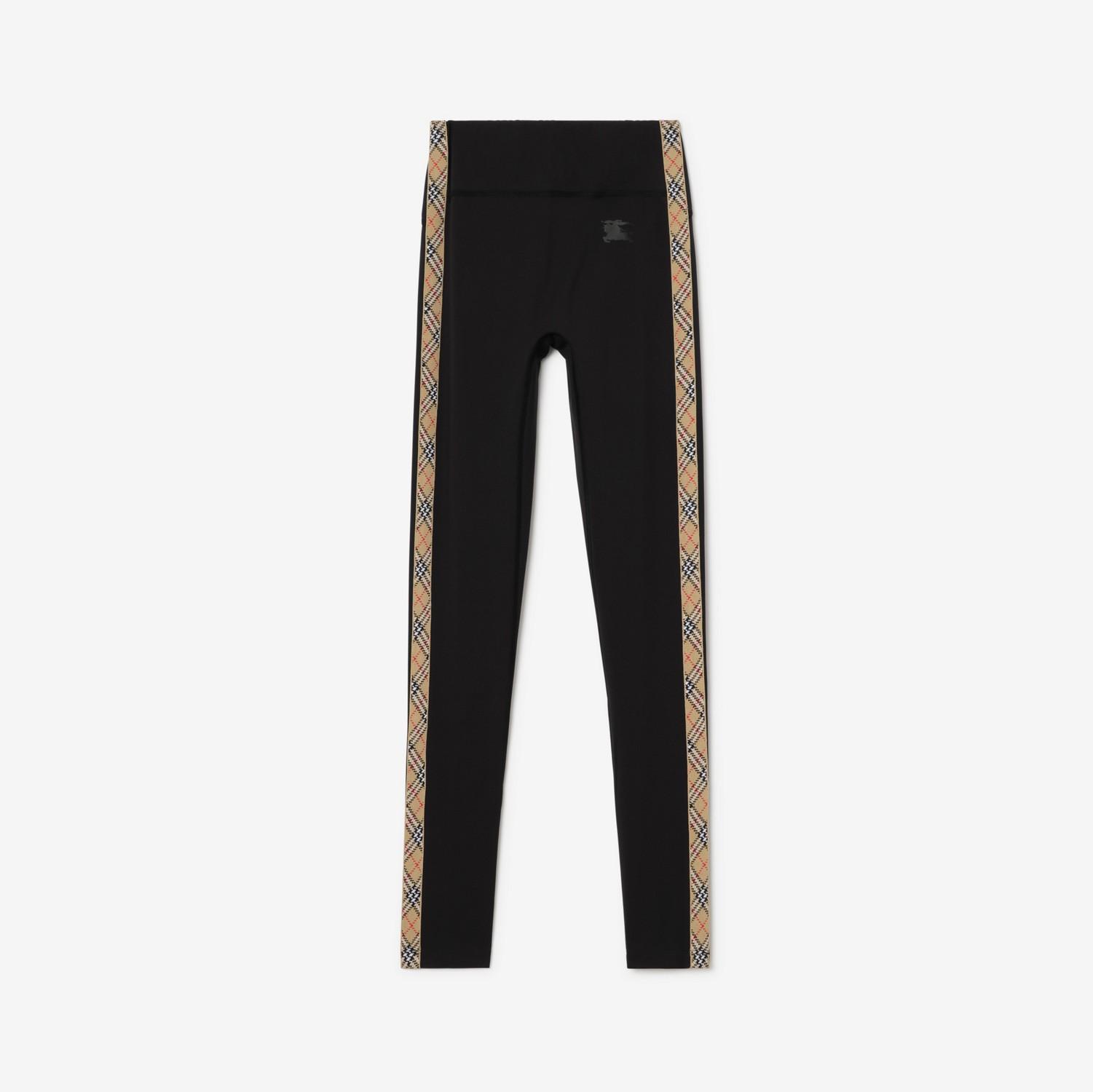 Check Trim Stretch Nylon Leggings by BURBERRY
