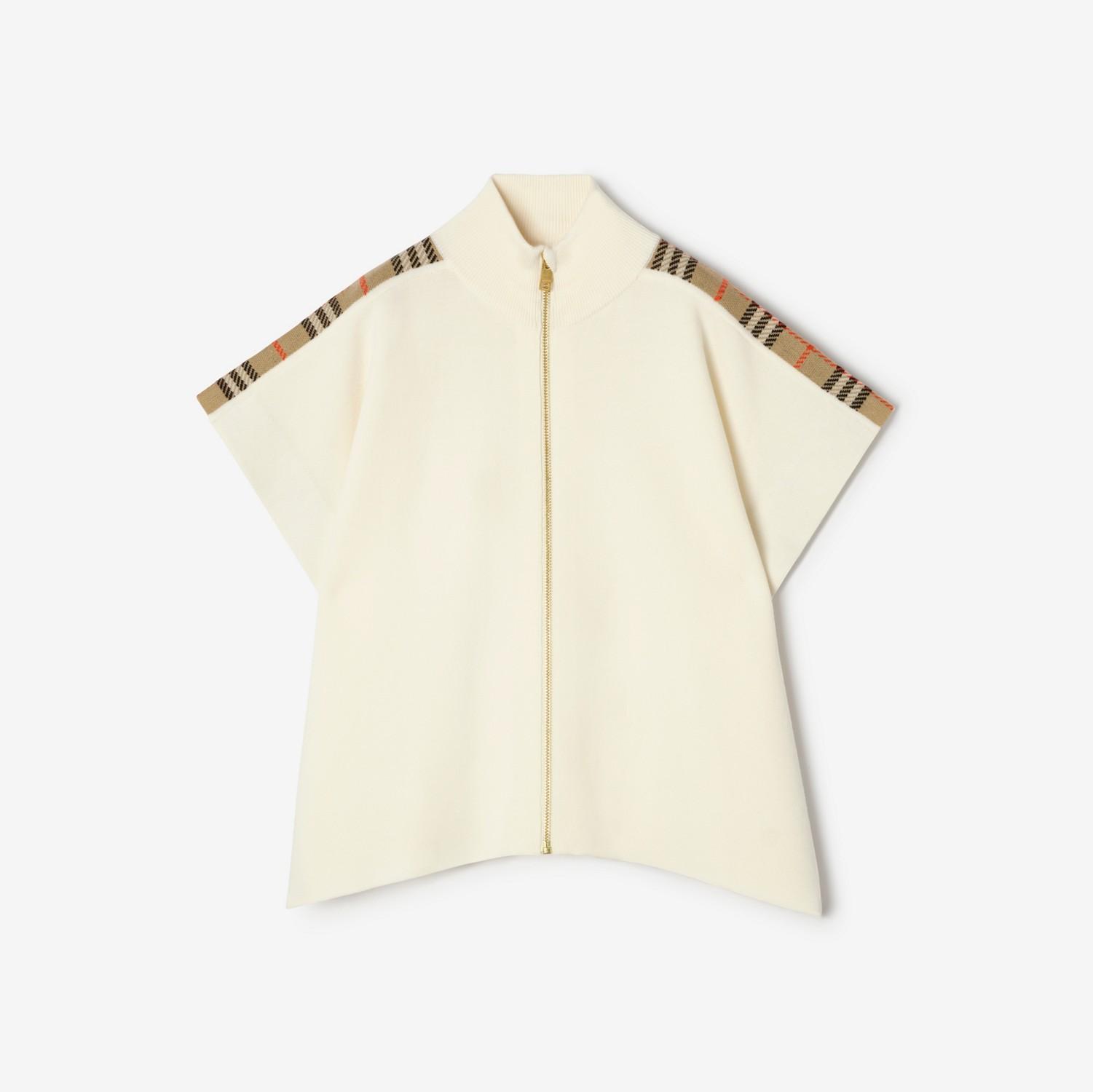 Check Trim Wool Cape by BURBERRY