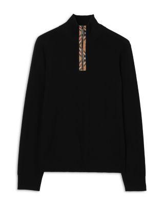 Check Trim Wool Half Zip Sweater by BURBERRY