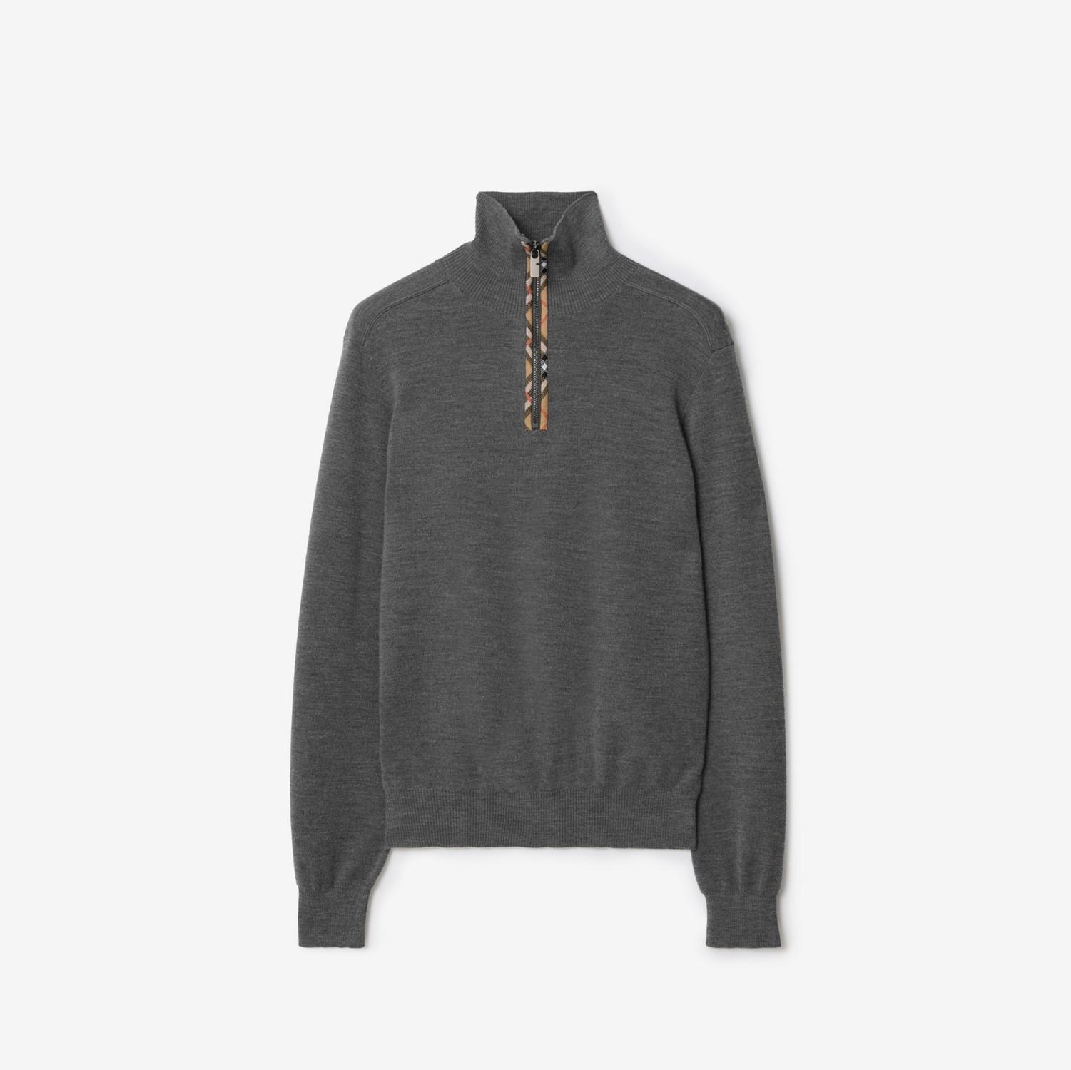 Check Trim Wool Half-zip Sweater by BURBERRY