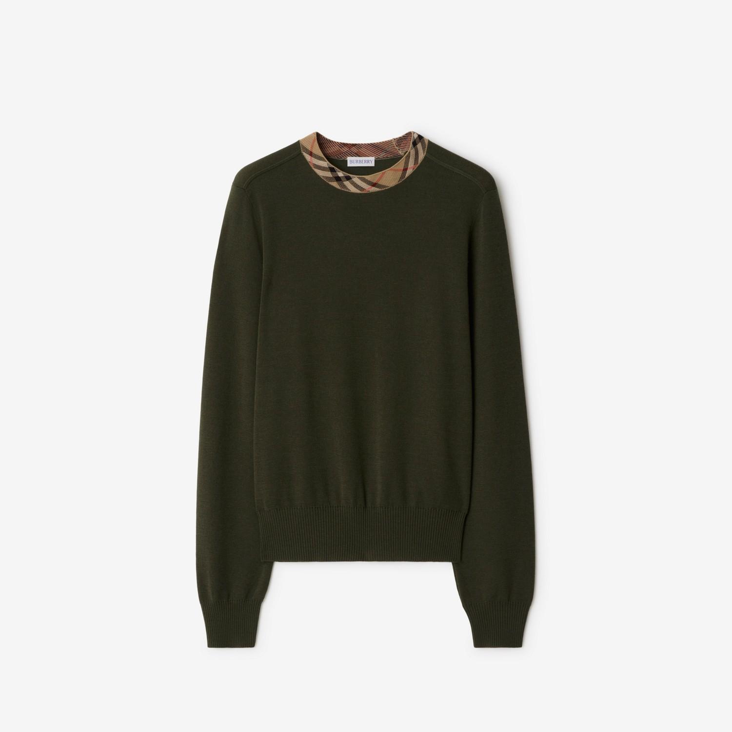 Check Trim Wool Sweater by BURBERRY