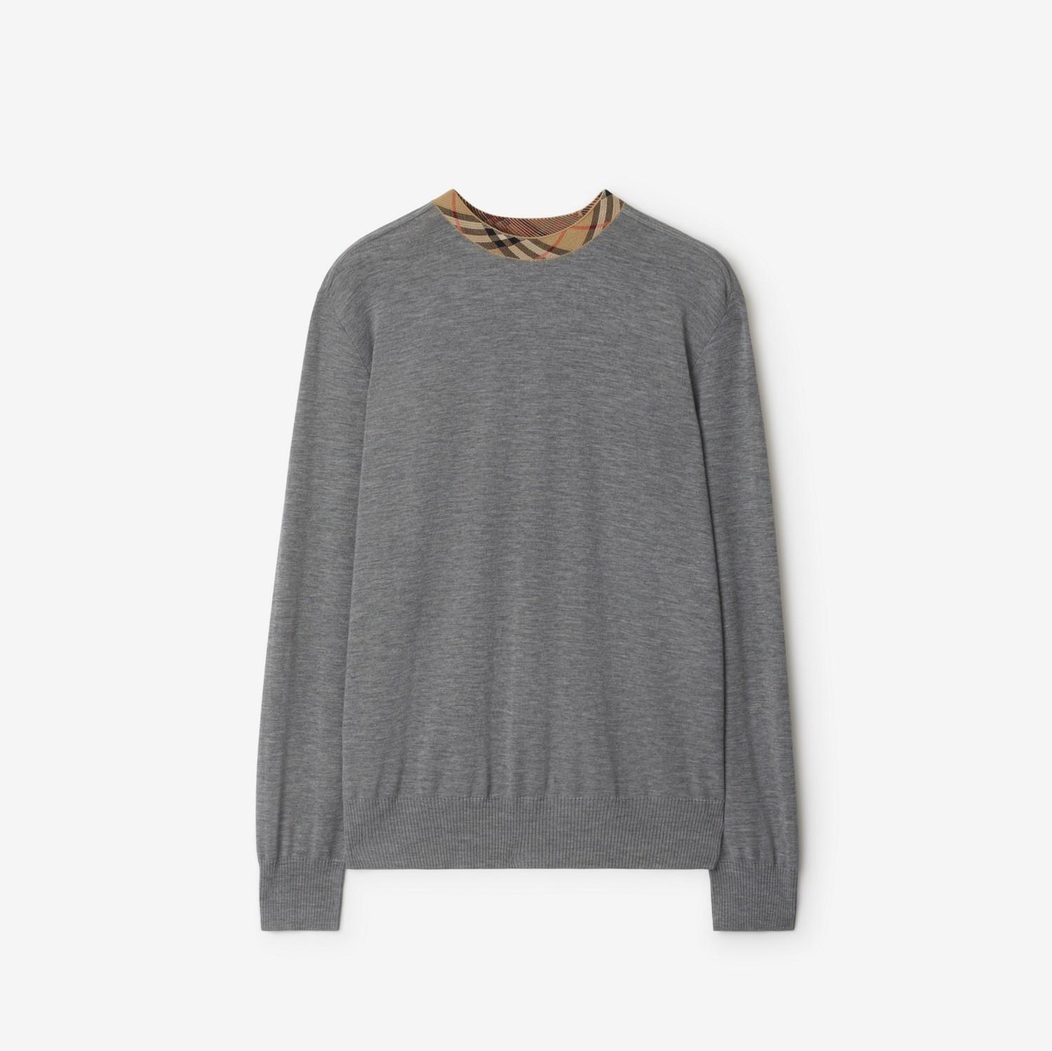 Check Trim Wool Sweater by BURBERRY