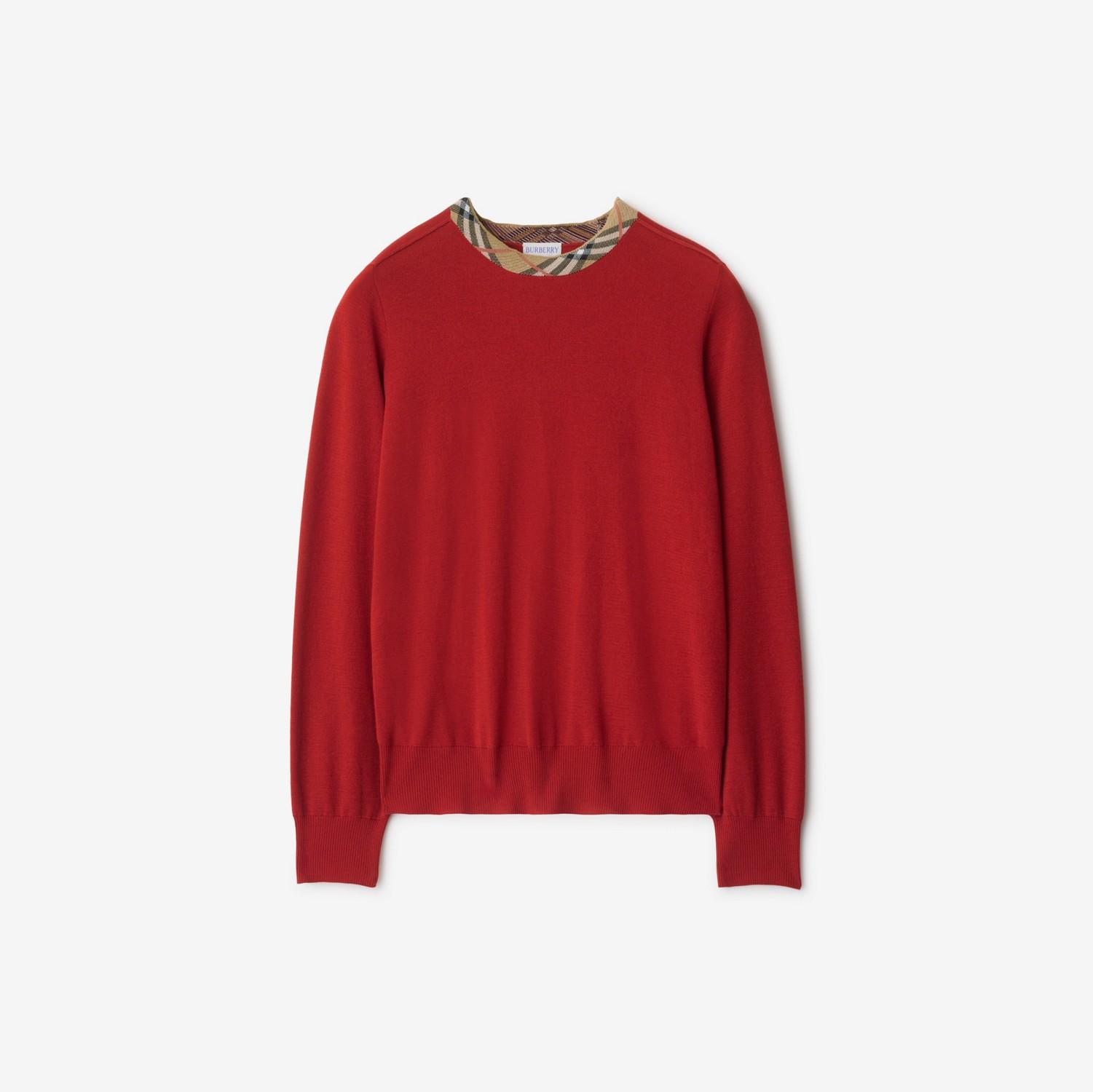 Check Trim Wool Sweater by BURBERRY