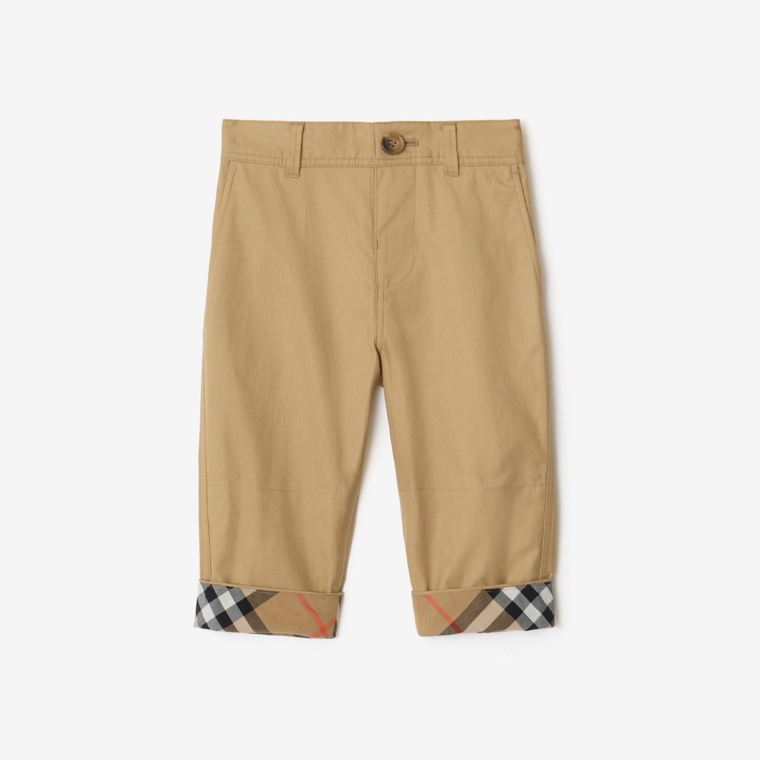 Check Turn-up Cotton Trousers by BURBERRY