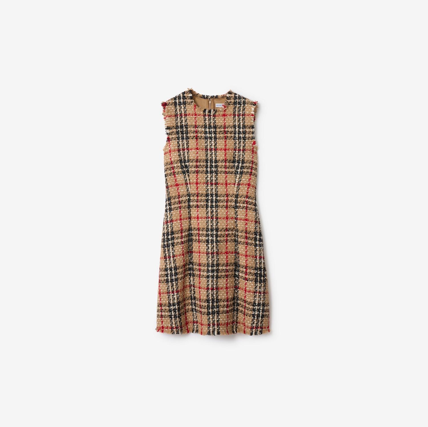 Check Wool Blend Bouclé Dress by BURBERRY