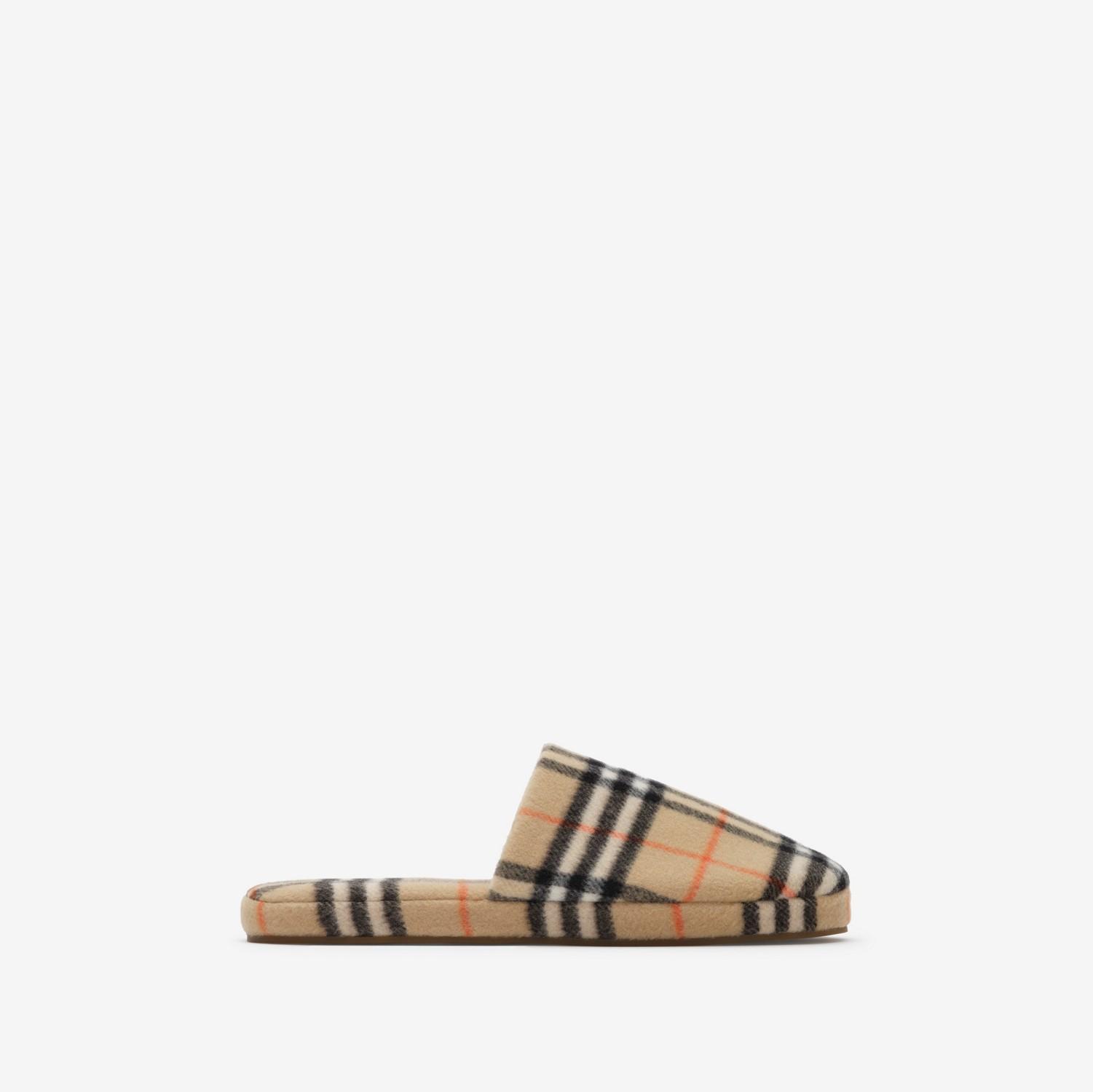 Check Wool Blend Slippers by BURBERRY