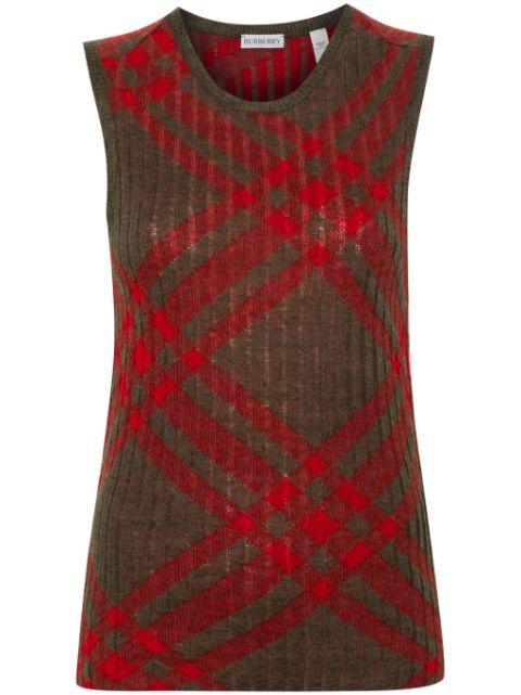 Check Wool Blend Tank Top by BURBERRY