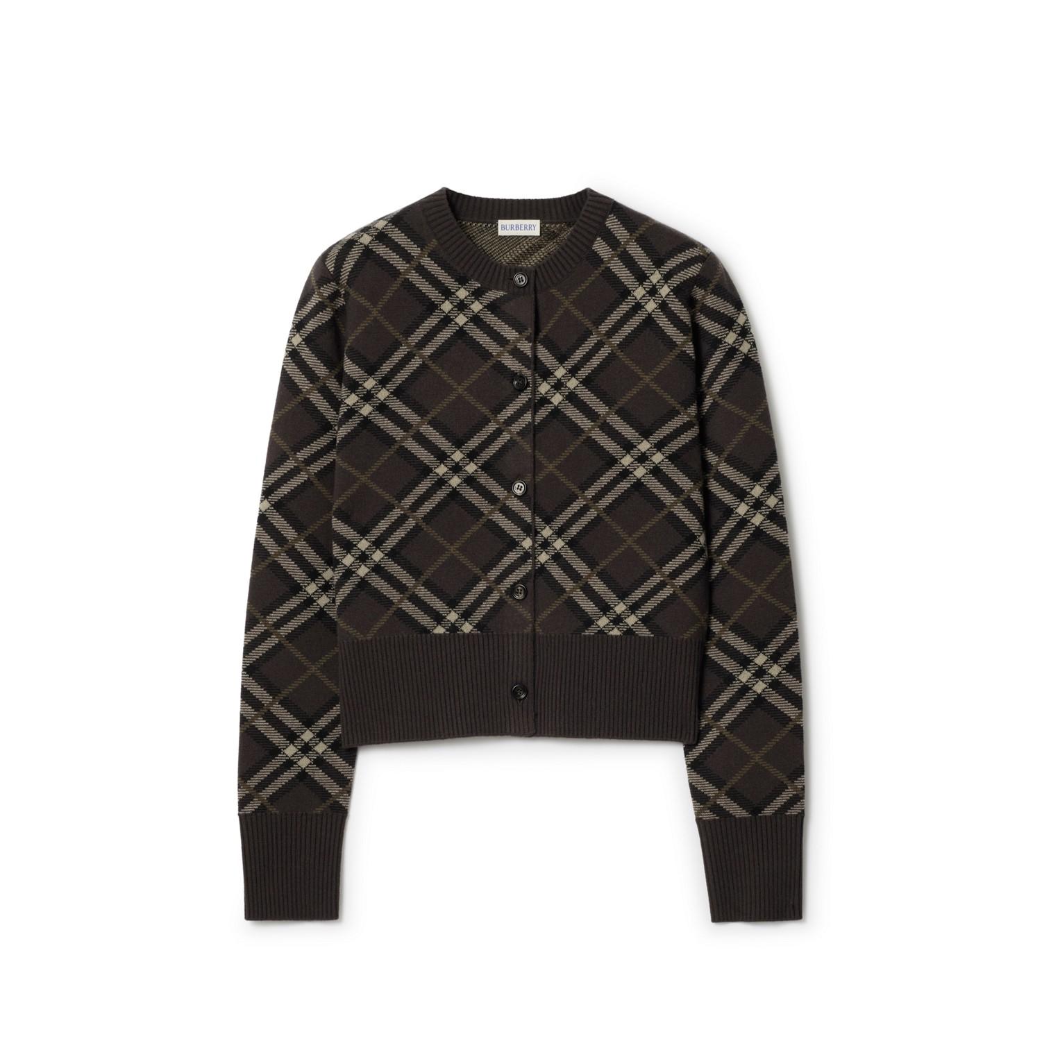 Check Wool Cashmere Cardigan by BURBERRY
