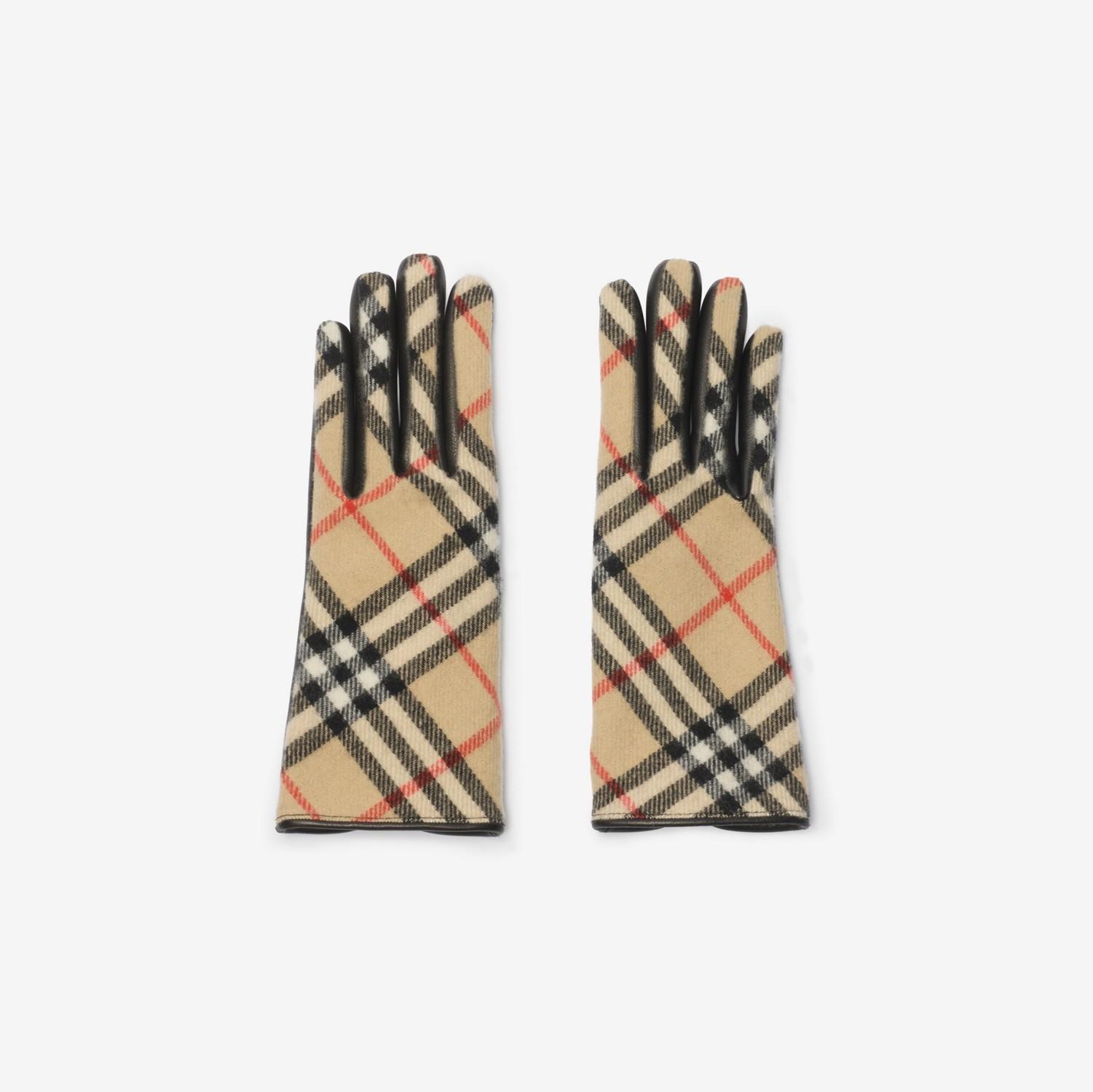 Check Wool Cashmere Gloves by BURBERRY