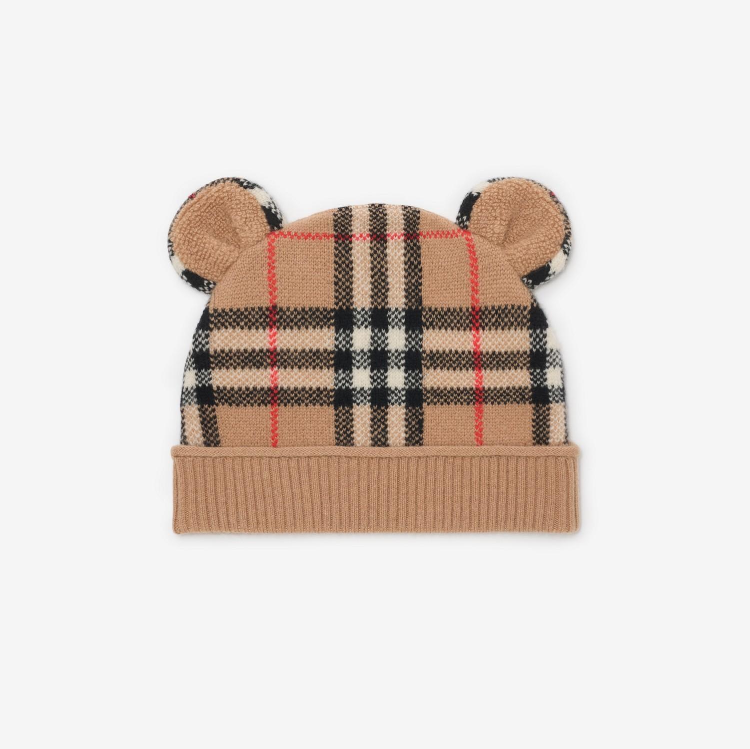 Check Wool Cashmere Teddy Beanie by BURBERRY