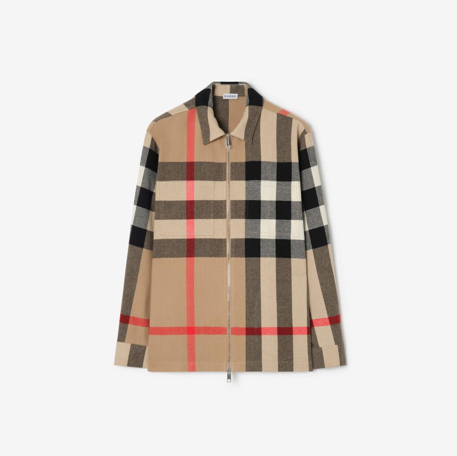 Check Wool Cotton Overshirt by BURBERRY