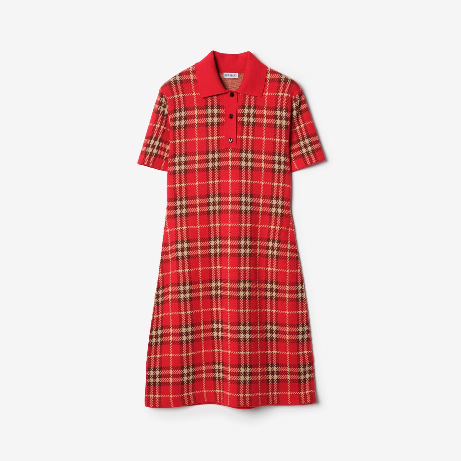 Check Wool Cotton Polo Shirt Dress by BURBERRY