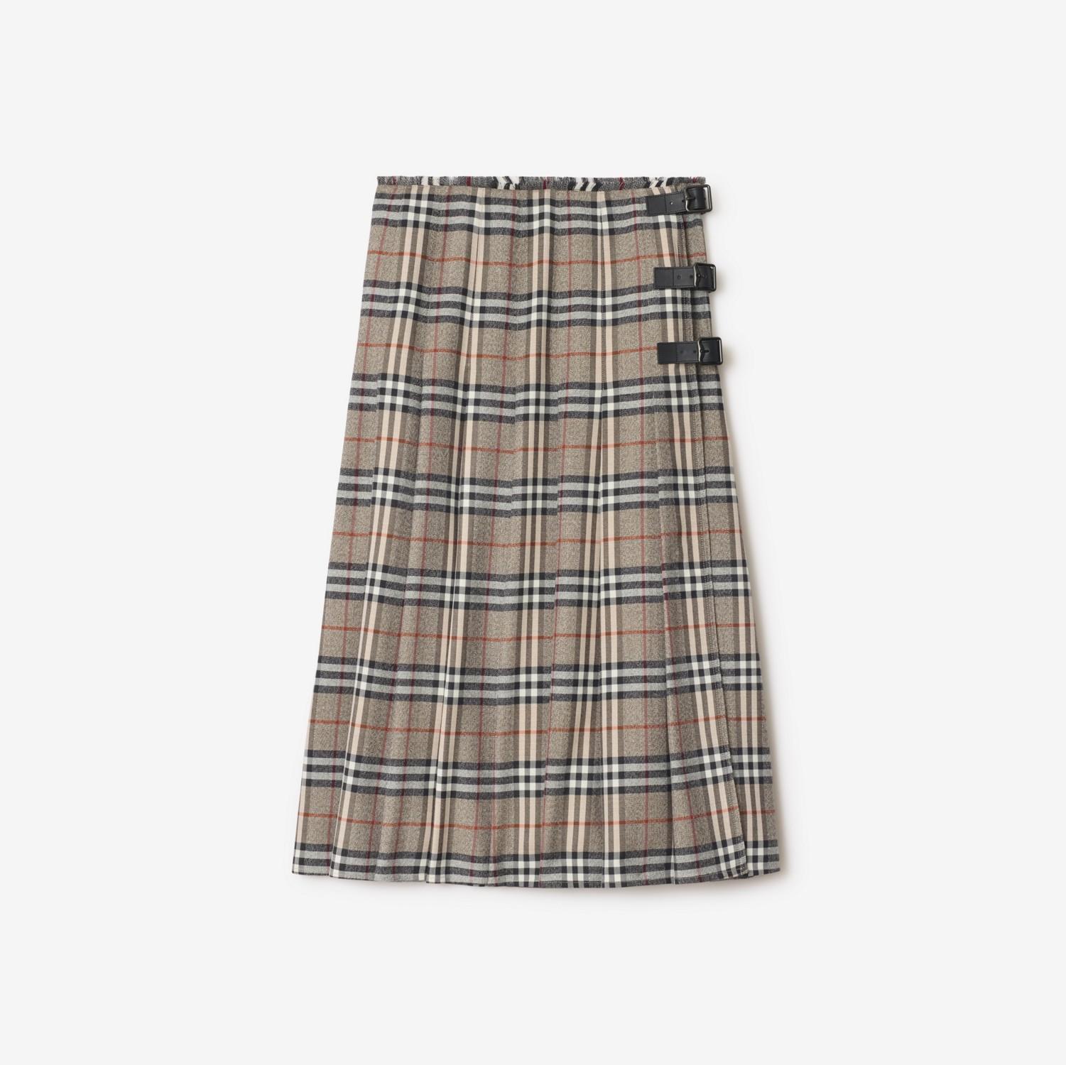 Check Wool Midi Kilt by BURBERRY