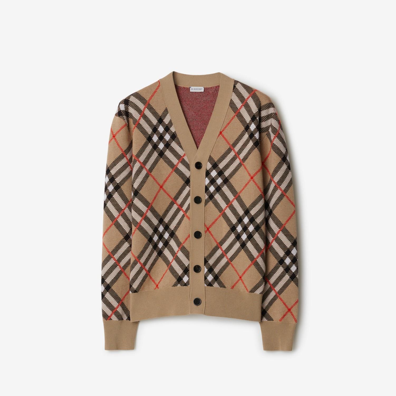 Check Wool Mohair Blend Cardigan by BURBERRY