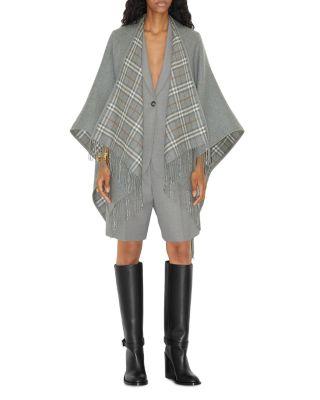 Check Wool Reversible Cape by BURBERRY