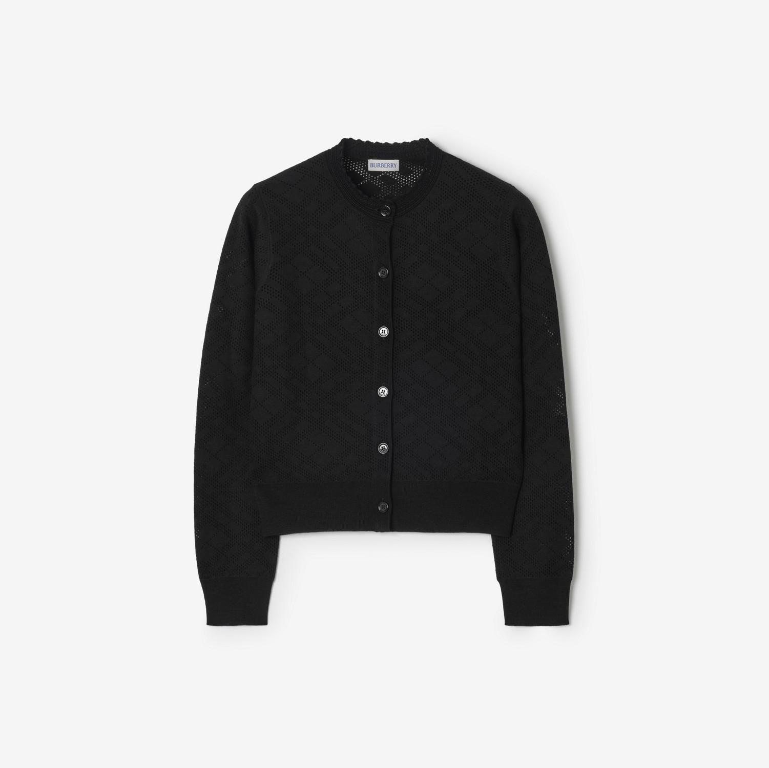 Check Wool Silk Cardigan by BURBERRY