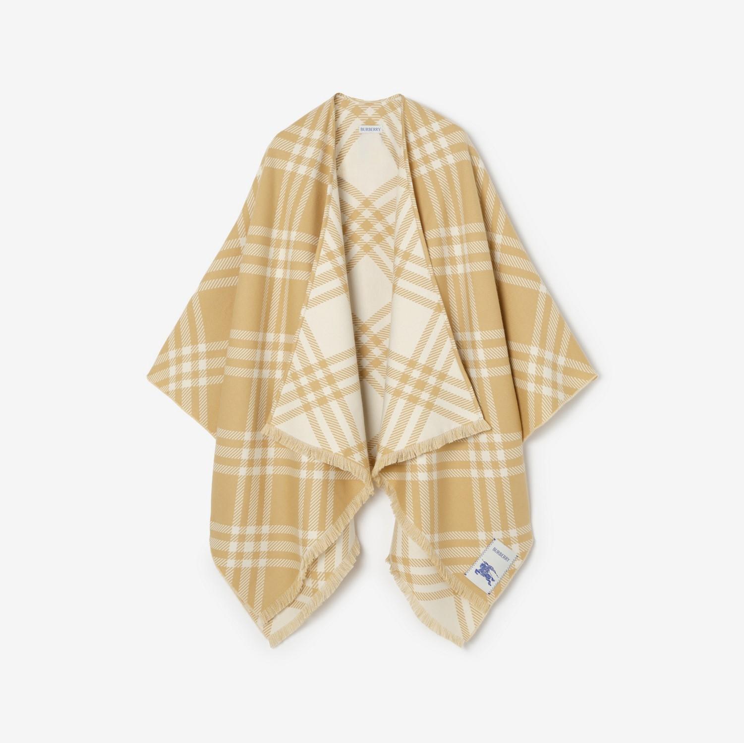 Check Wool Silk Cashmere Cape by BURBERRY