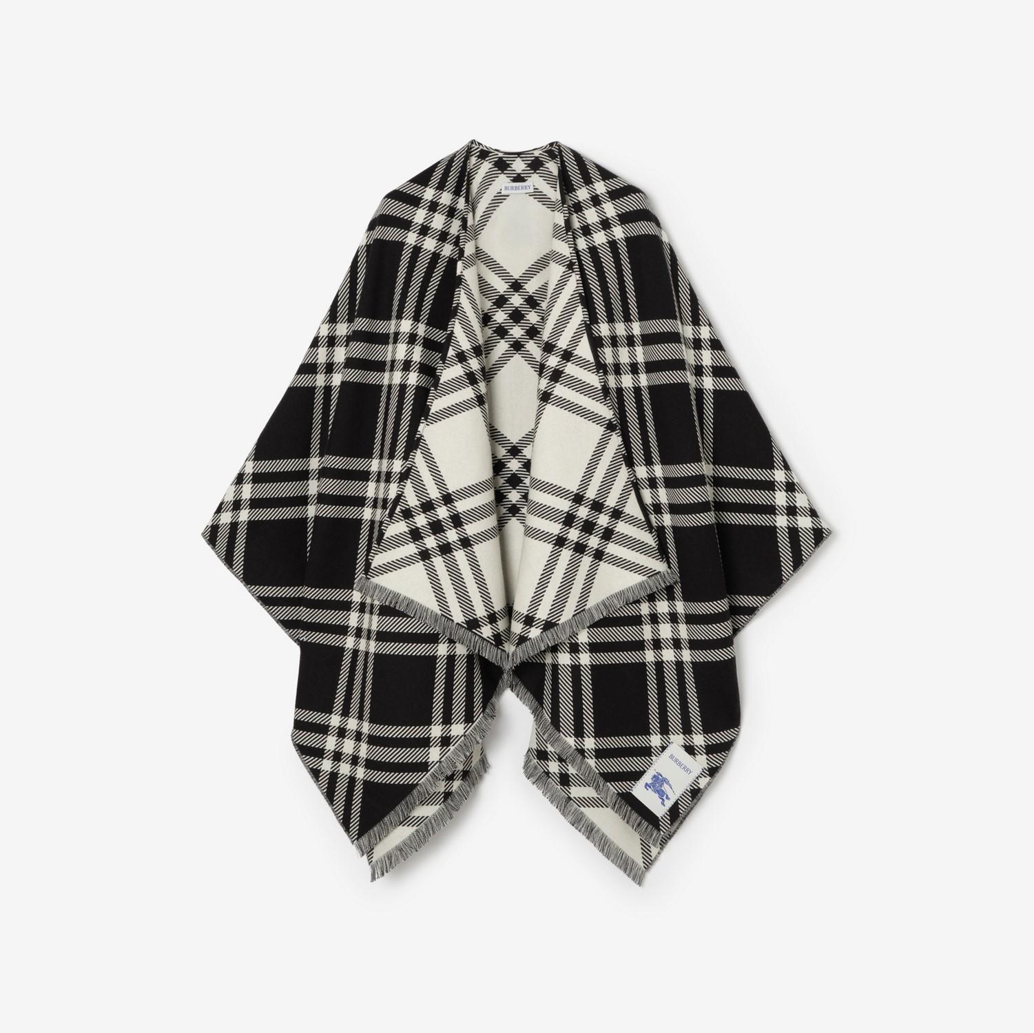 Check Wool Silk Cashmere Cape by BURBERRY