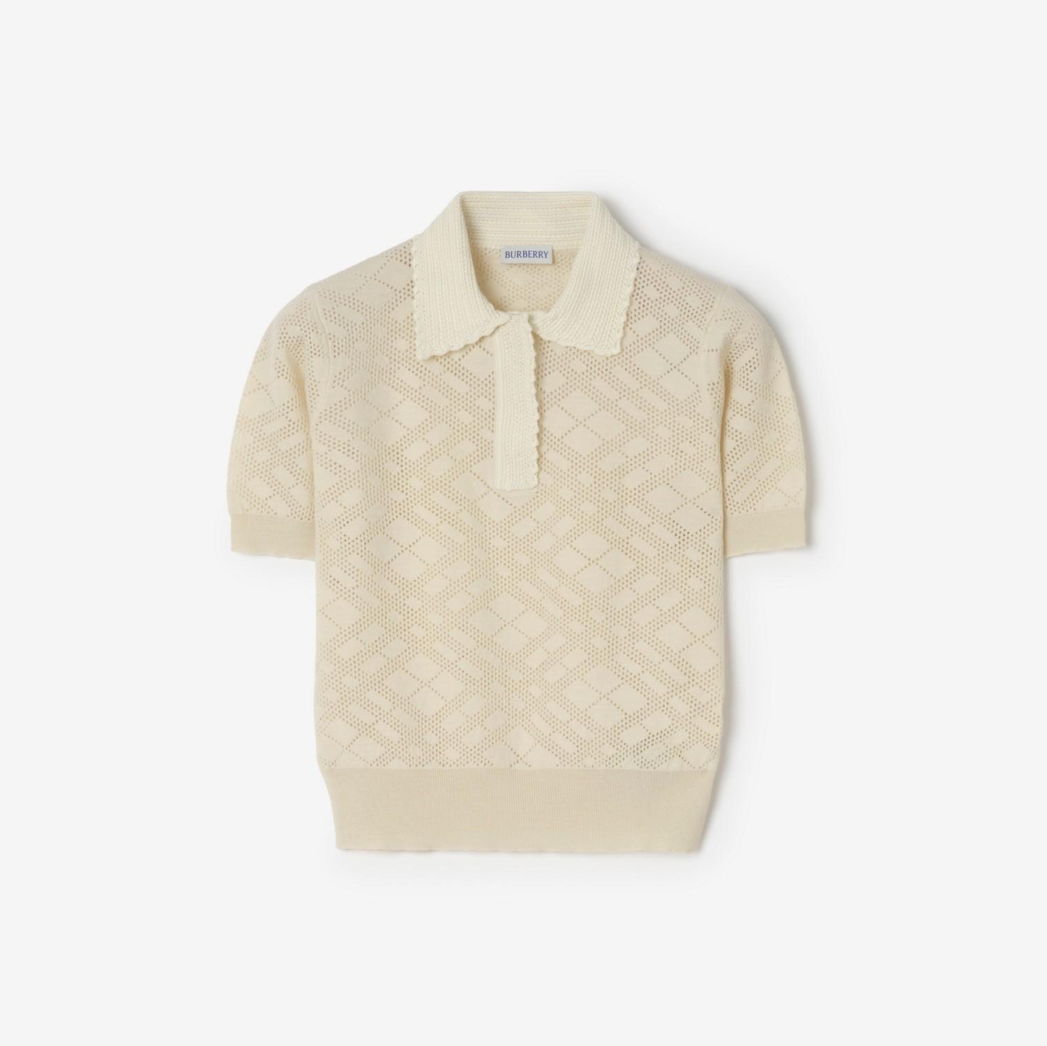Check Wool Silk Polo Shirt by BURBERRY